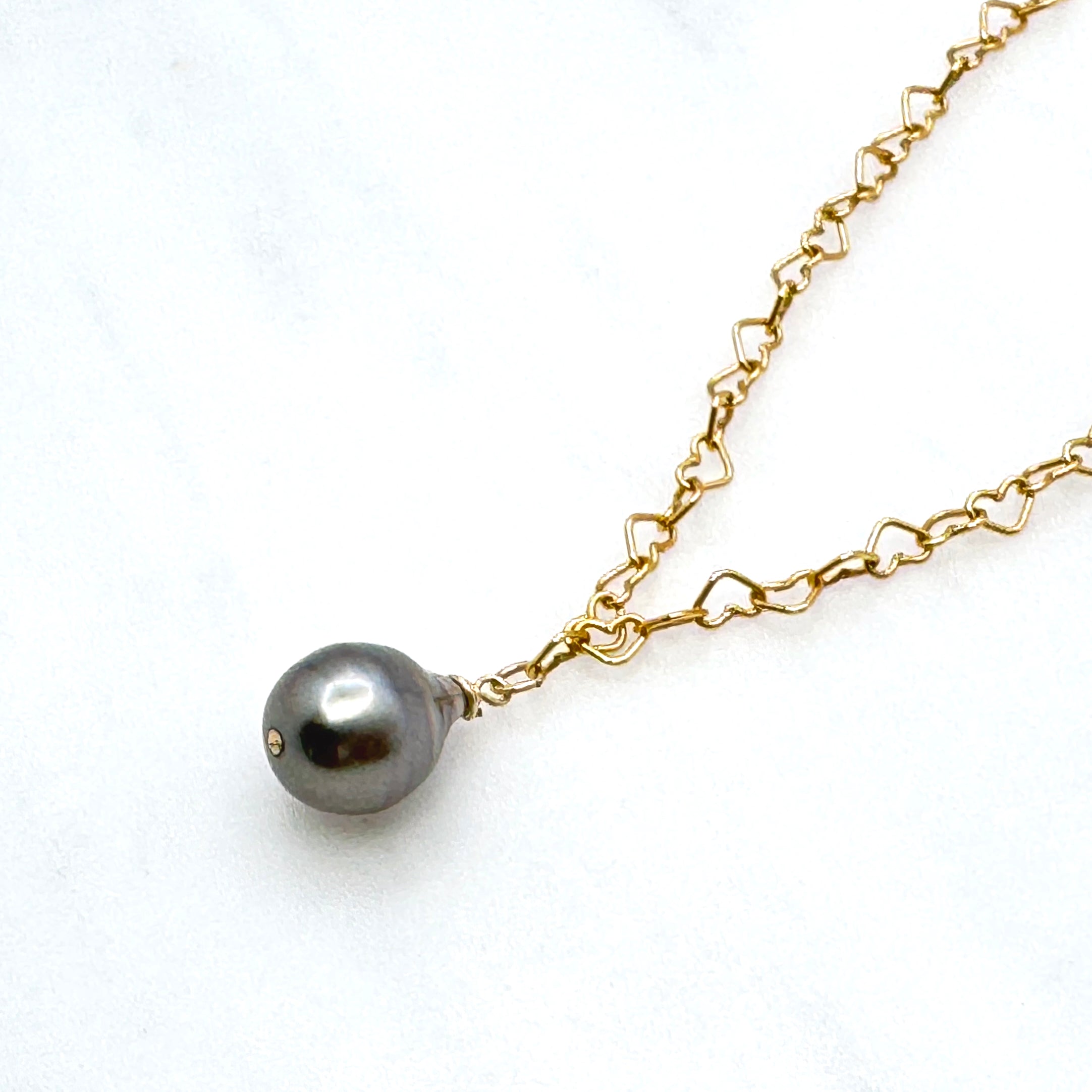 Tahitian Pearl Heart Link 14Kt GF Necklace