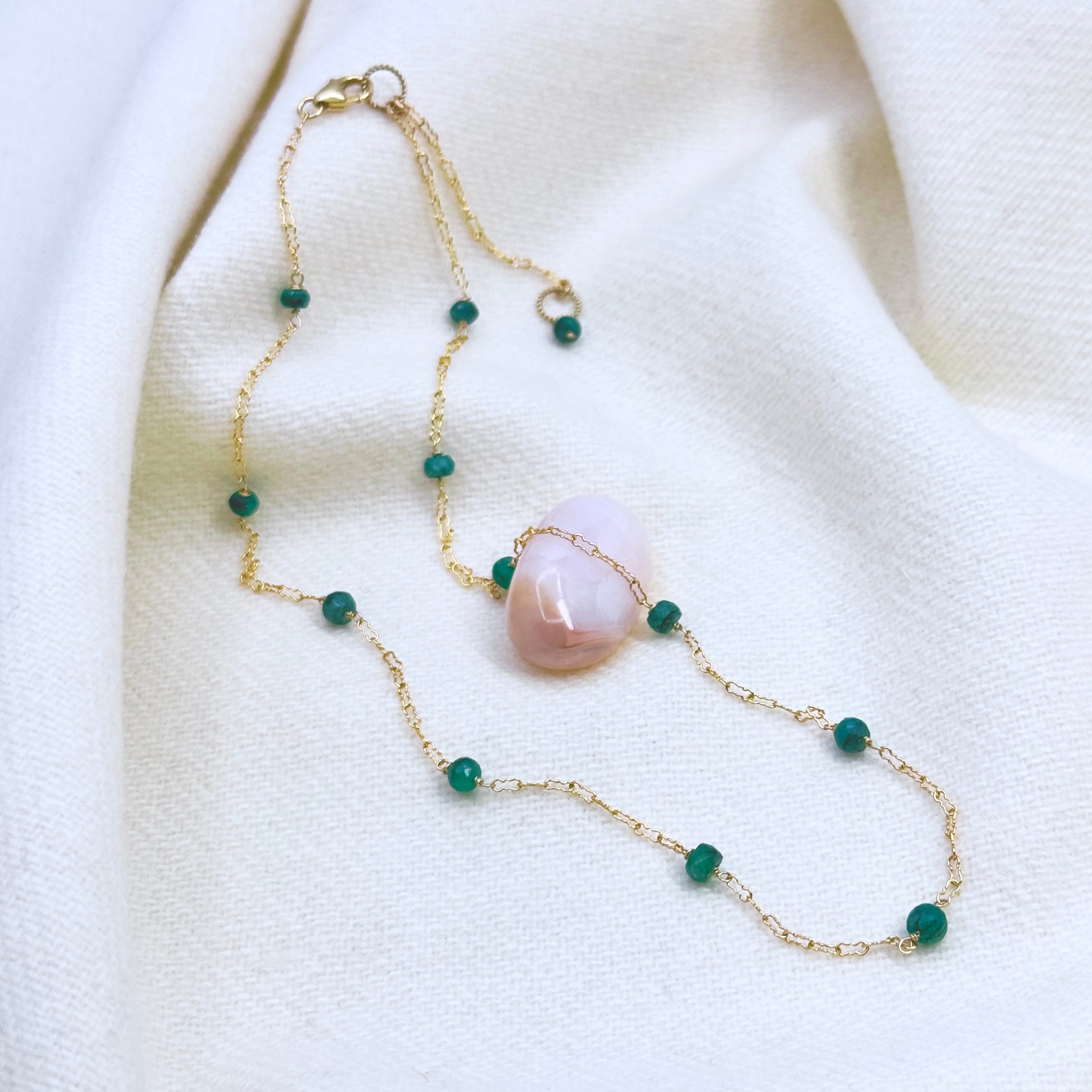 Faceted Emerald Gold-Filled Station Choker
