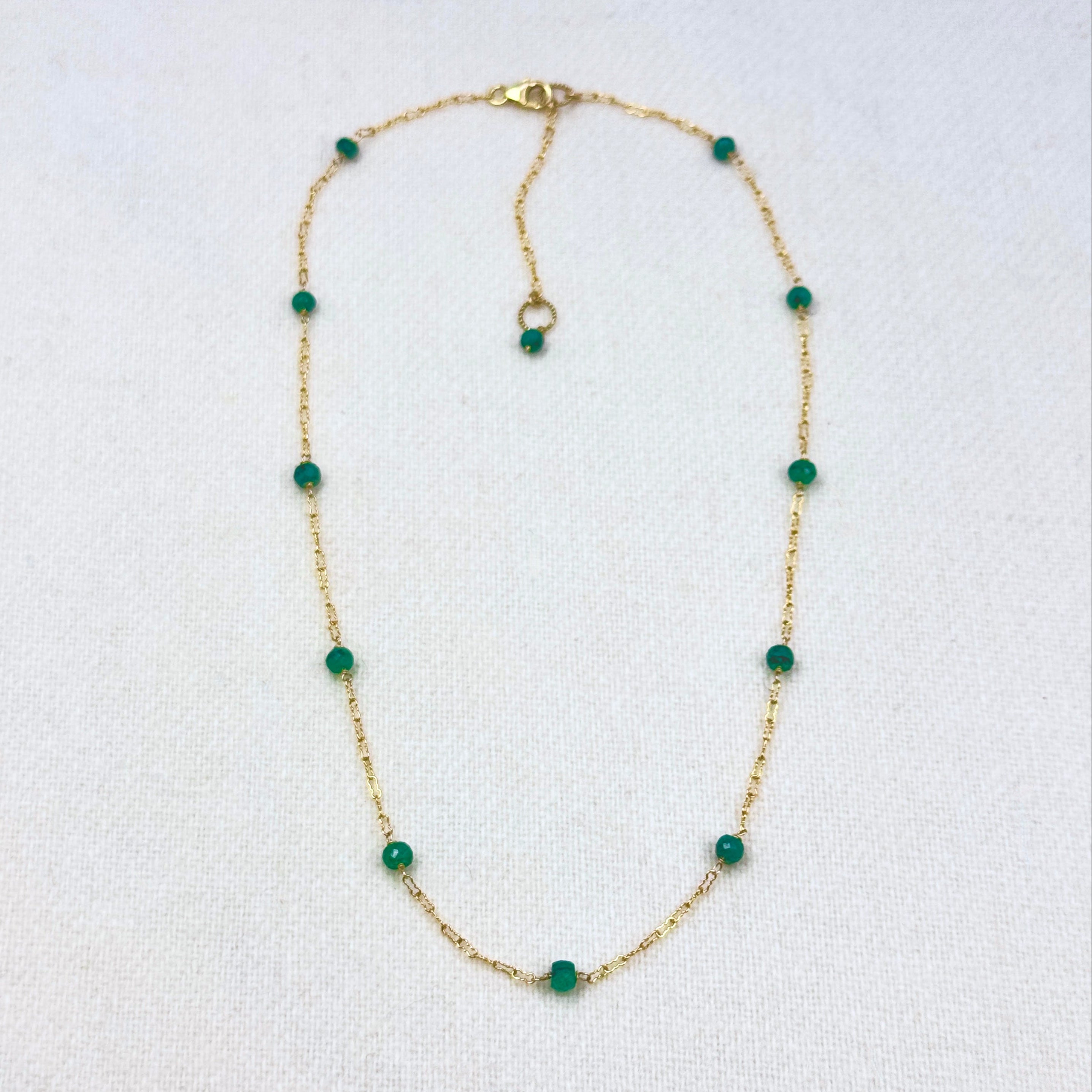 Faceted Emerald Gold-Filled Station Choker