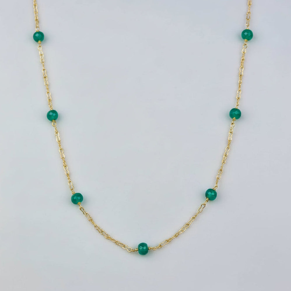 Faceted Emerald Gold-Filled Station Choker