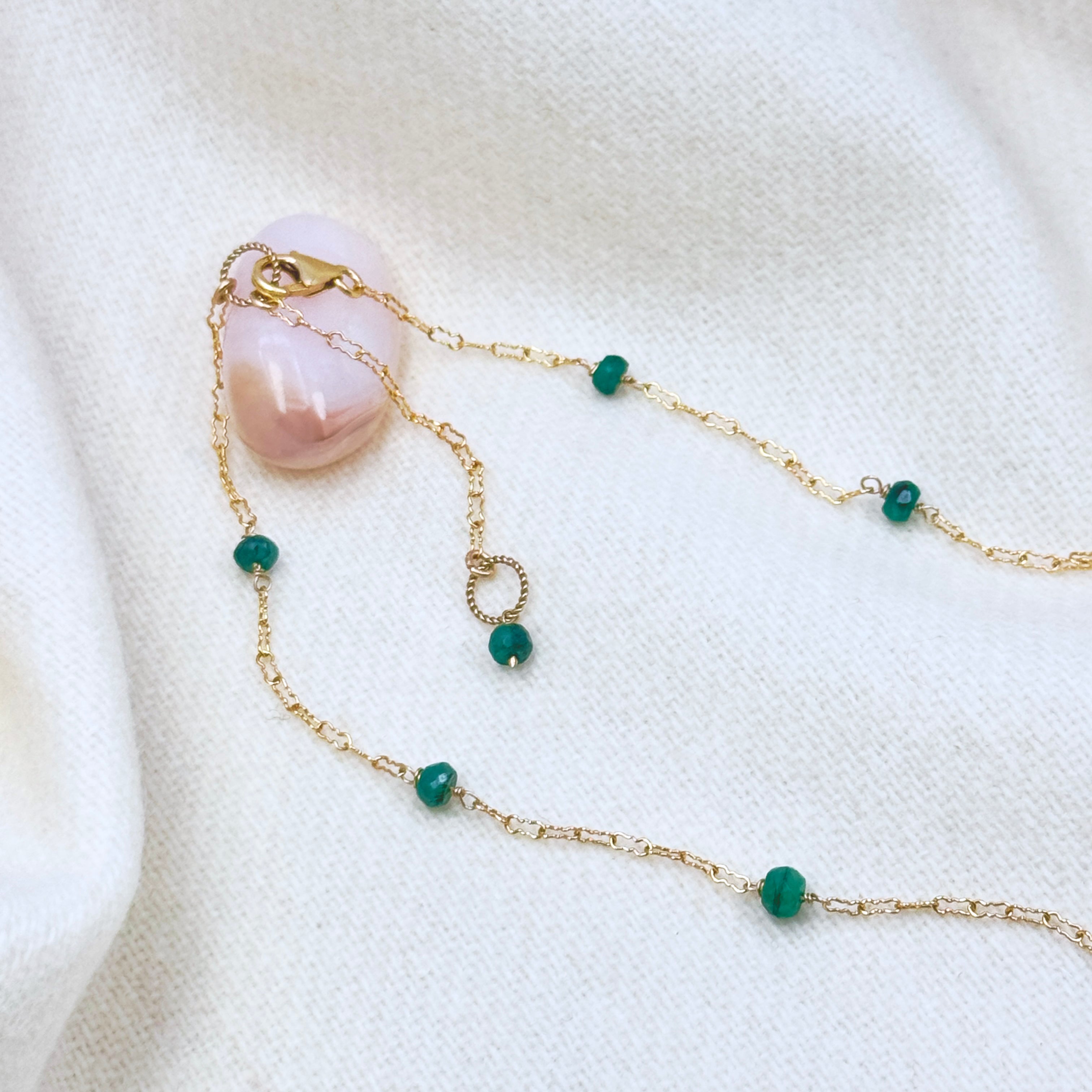 Faceted Emerald Gold-Filled Station Choker