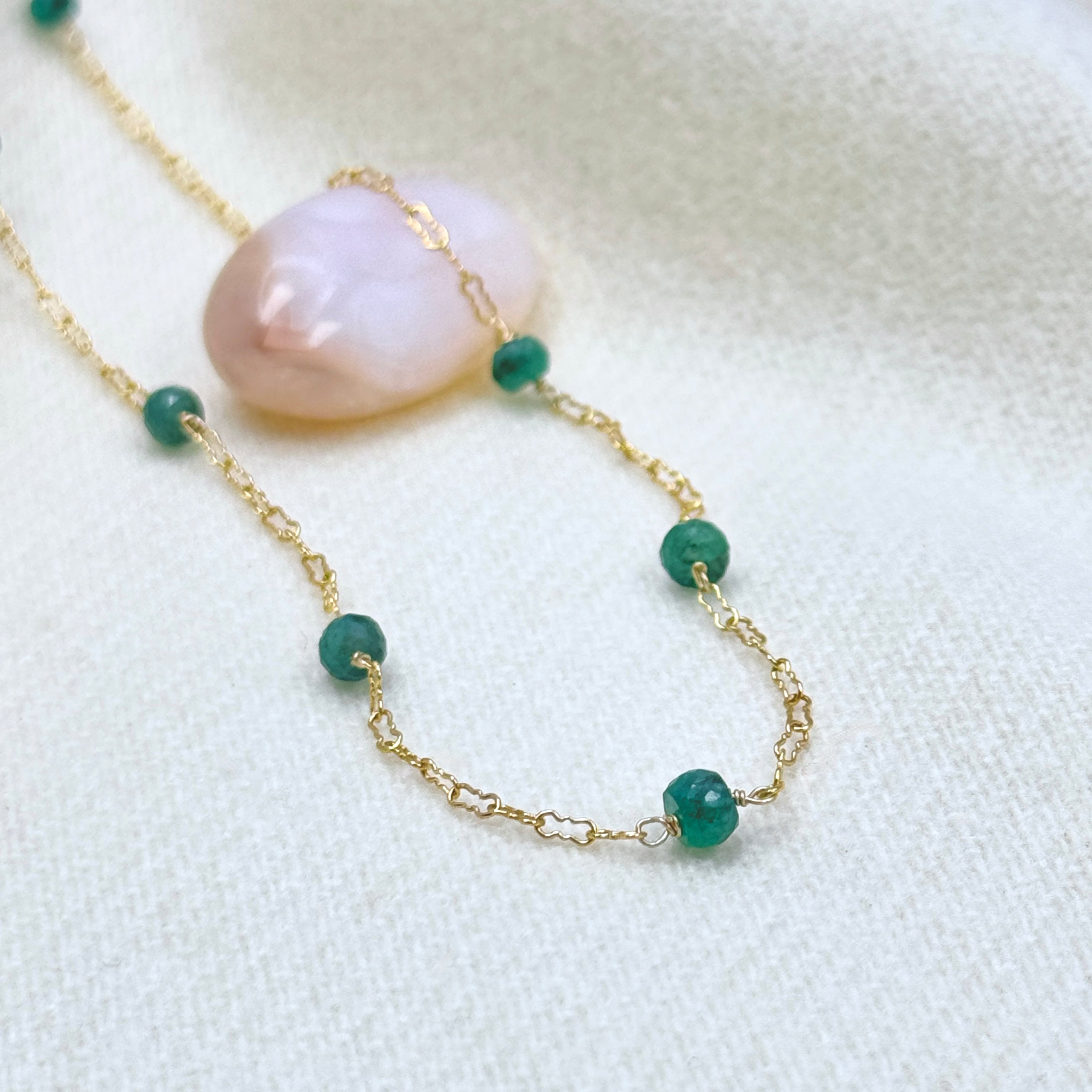 Faceted Emerald Gold-Filled Station Choker