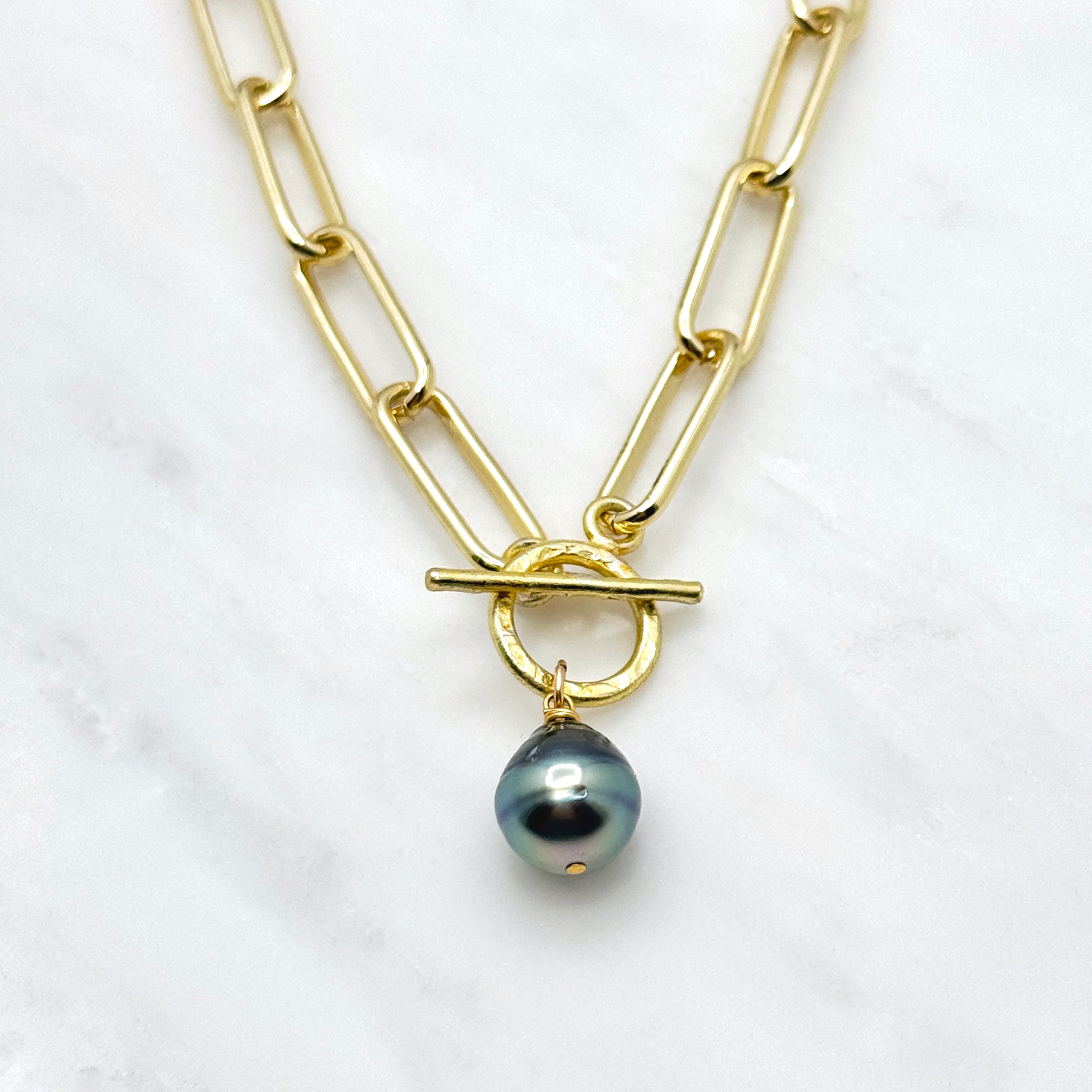 Bold Tahitian Pearl Paperclip Necklace