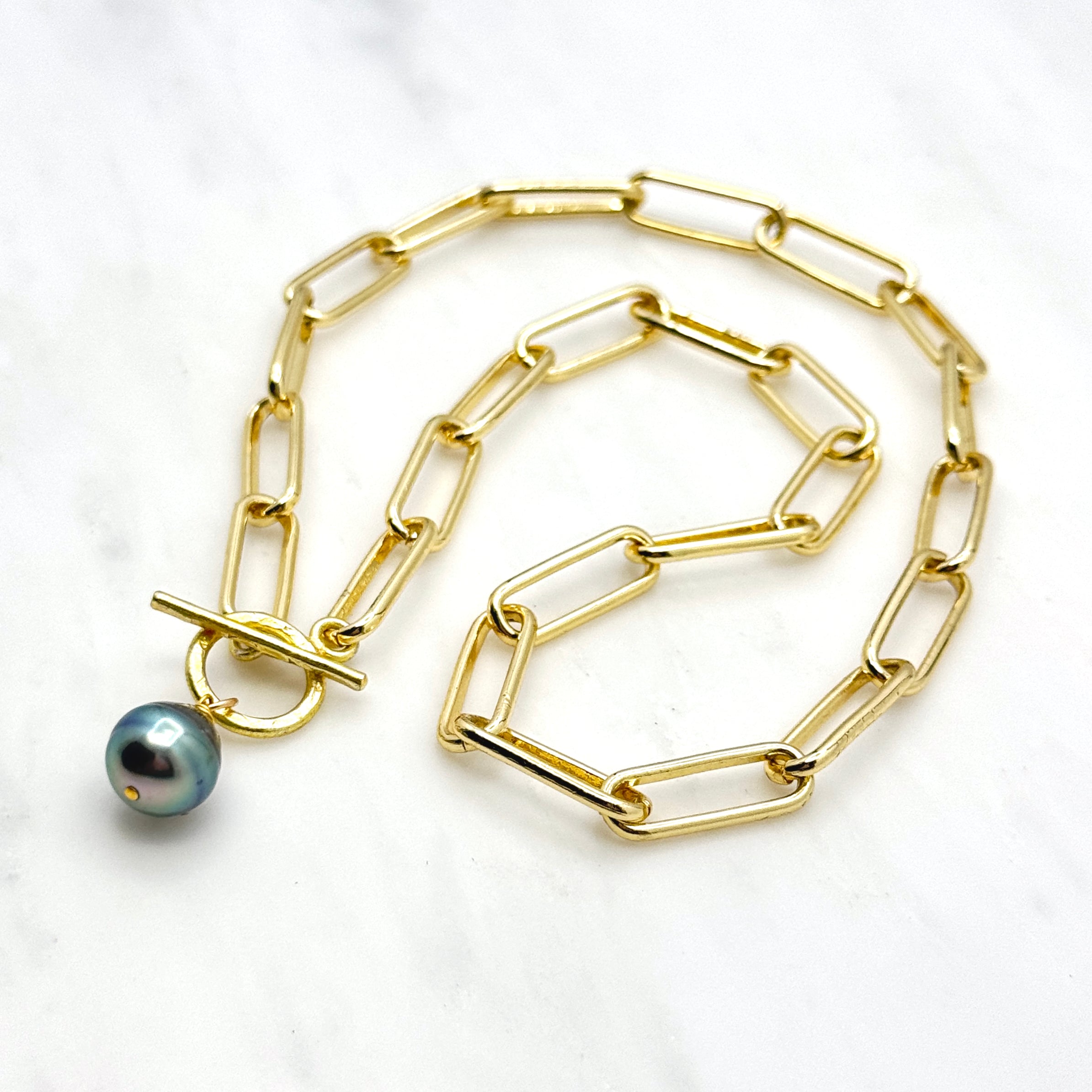 Bold Tahitian Pearl Paperclip Necklace