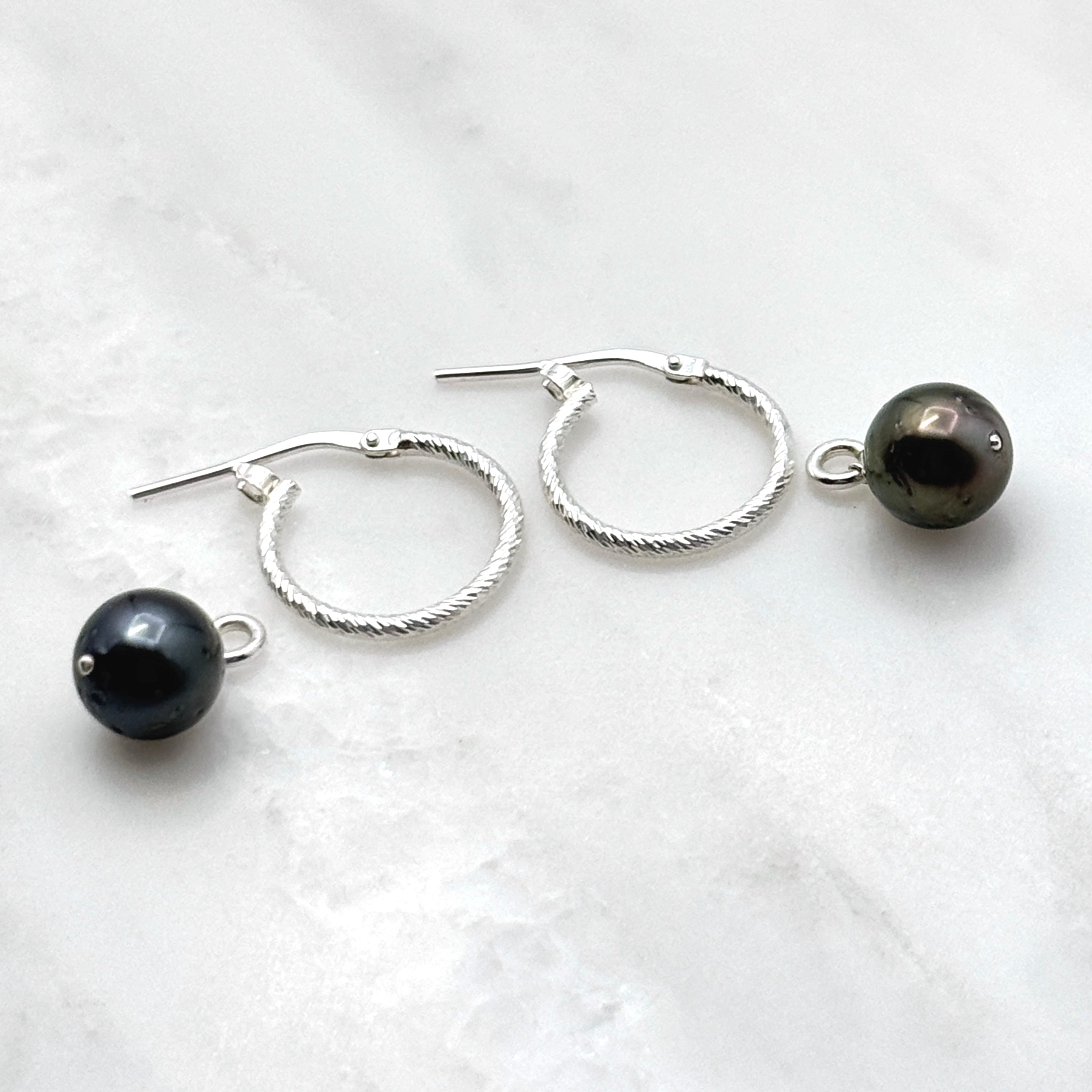 Tahitian Pearl 925 Silver Huggie Earrings