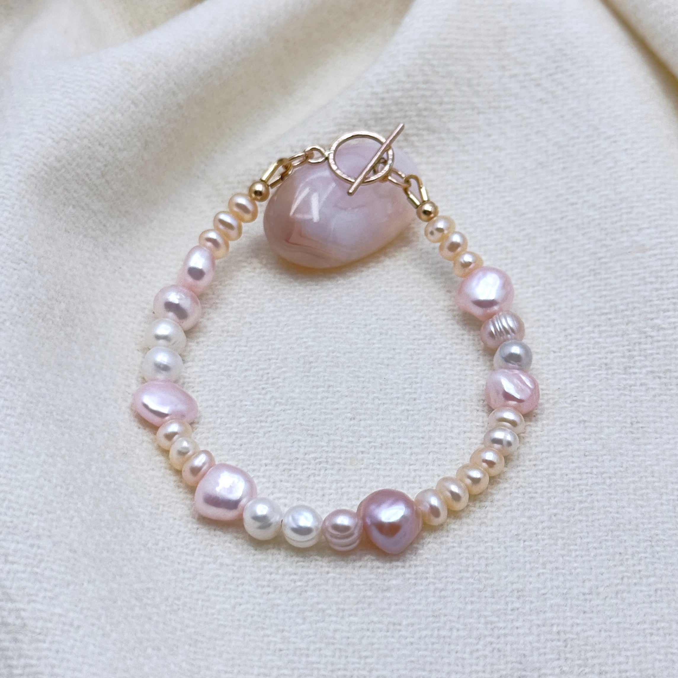 Pink & White Pearl 14Kt Gold-Filled Bracelet