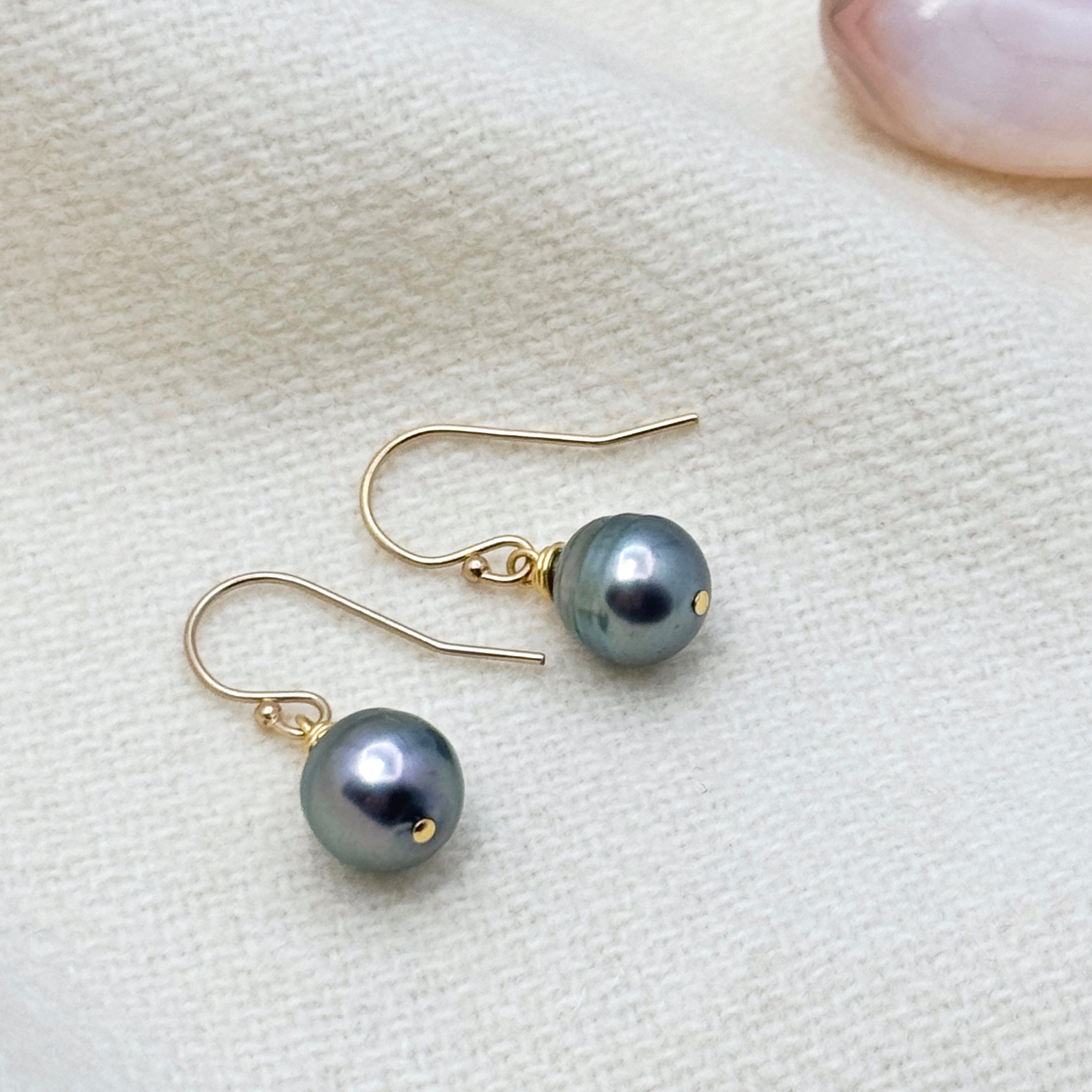 Tahitian Pearl Drop Gold-Filled Earrings