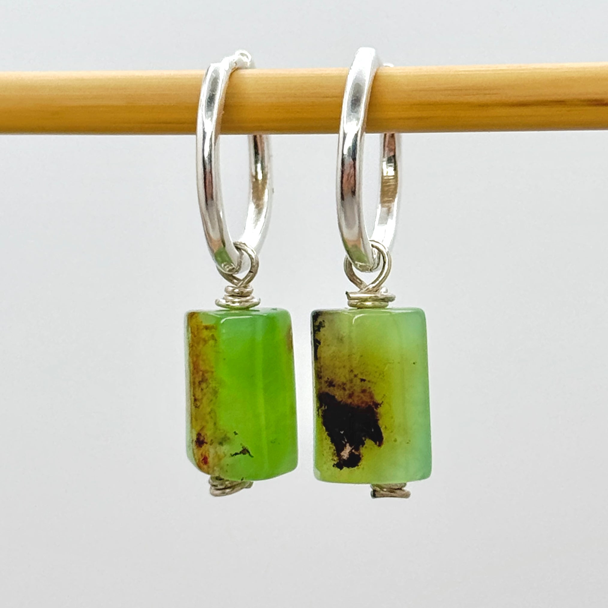 Chrysoprase Sterling Silver Huggie Drops