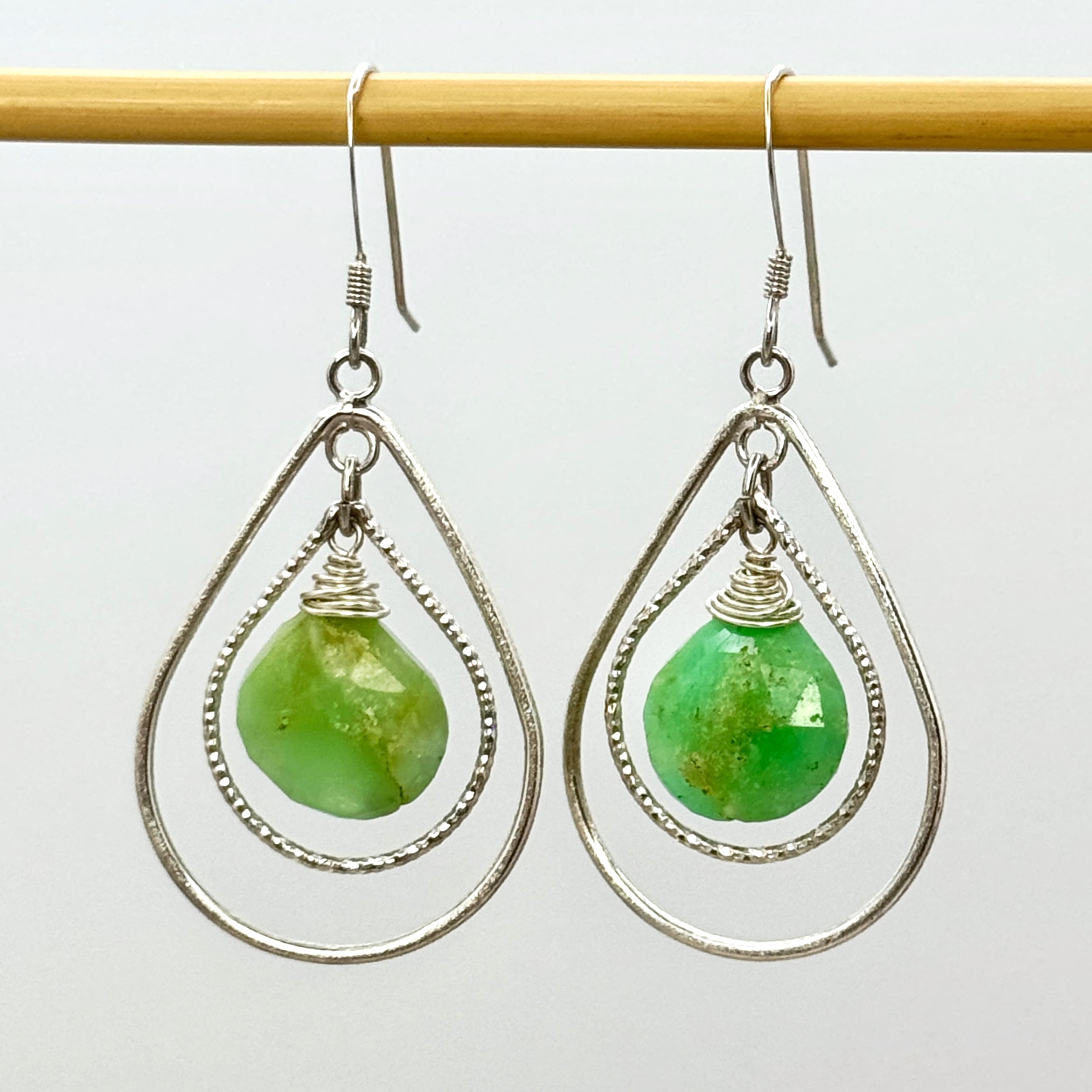 Chrysoprase Teardrop Sterling Silver Earrings