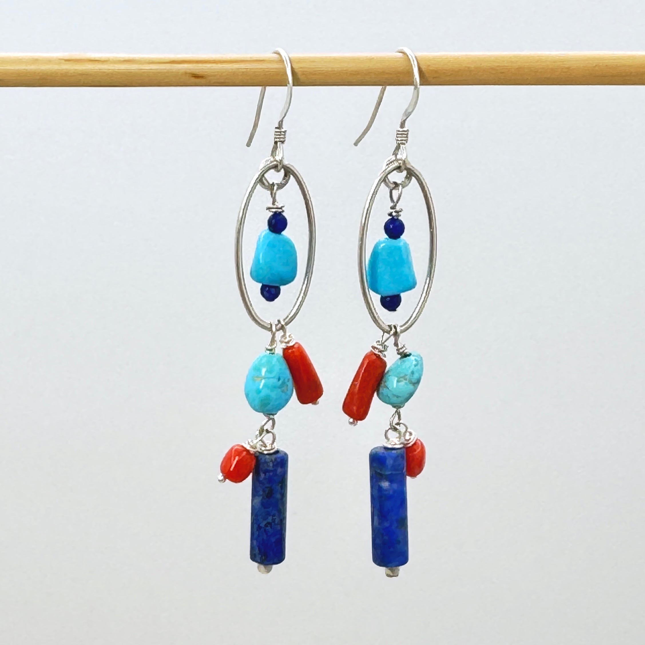 Southwestern Lapis & Turquoise Coral Earrings