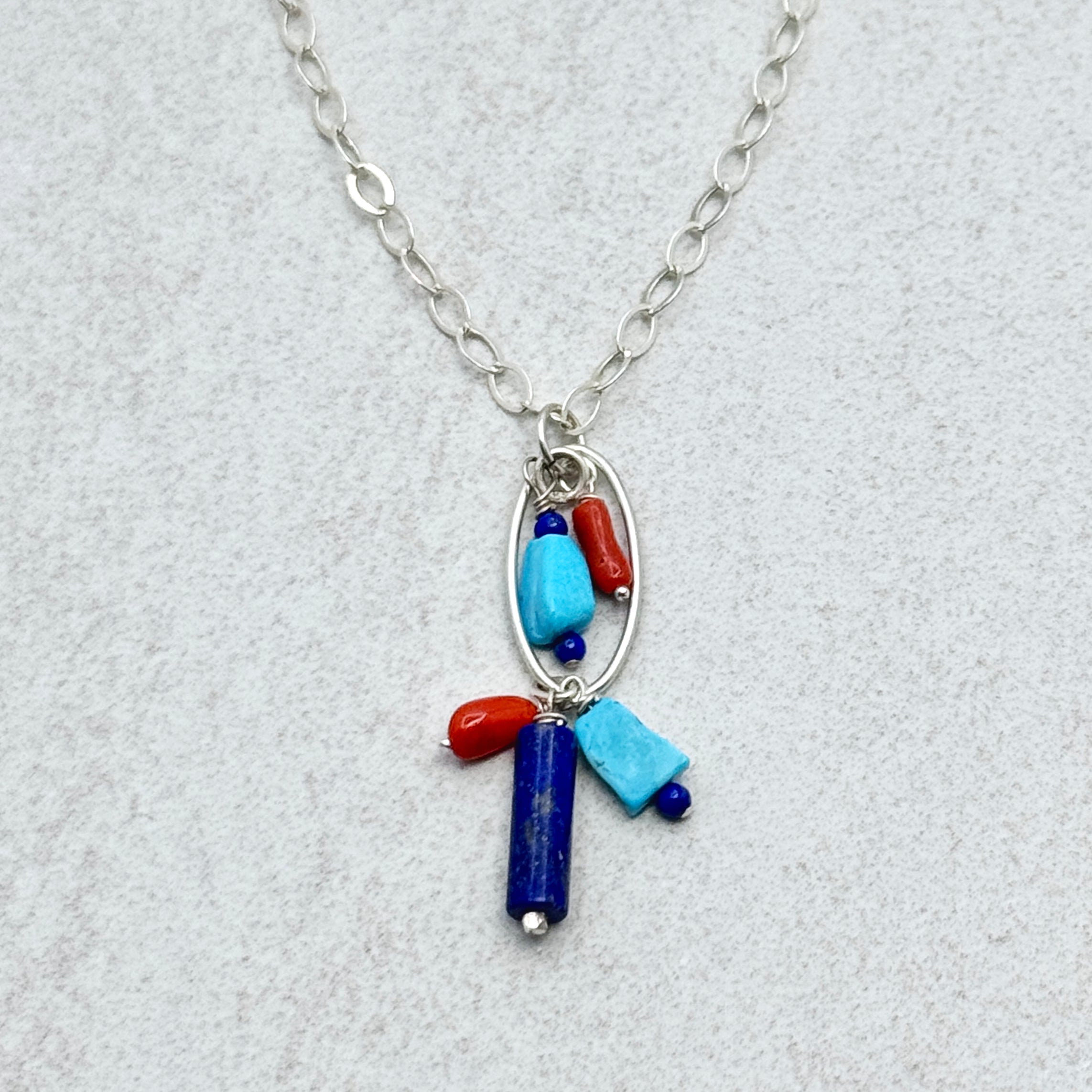 Southwestern Lapis & Turquoise Coral Necklace