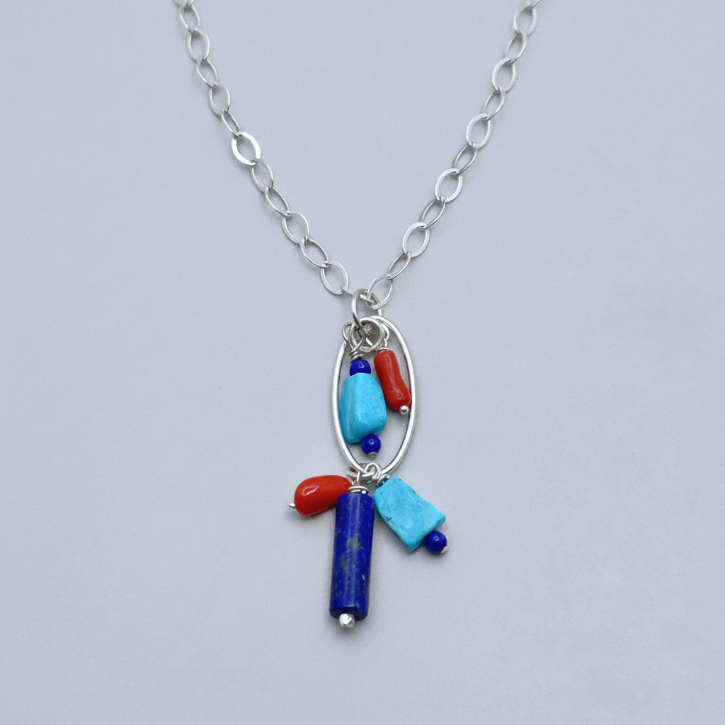 Southwestern Lapis & Turquoise Coral Necklace