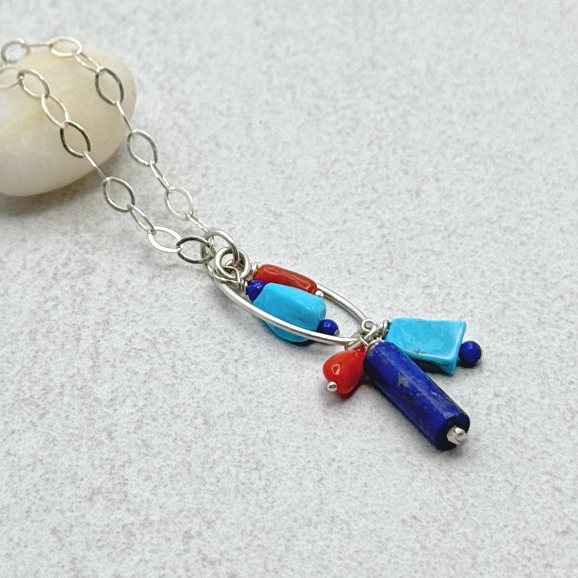 Southwestern Lapis & Turquoise Coral Necklace