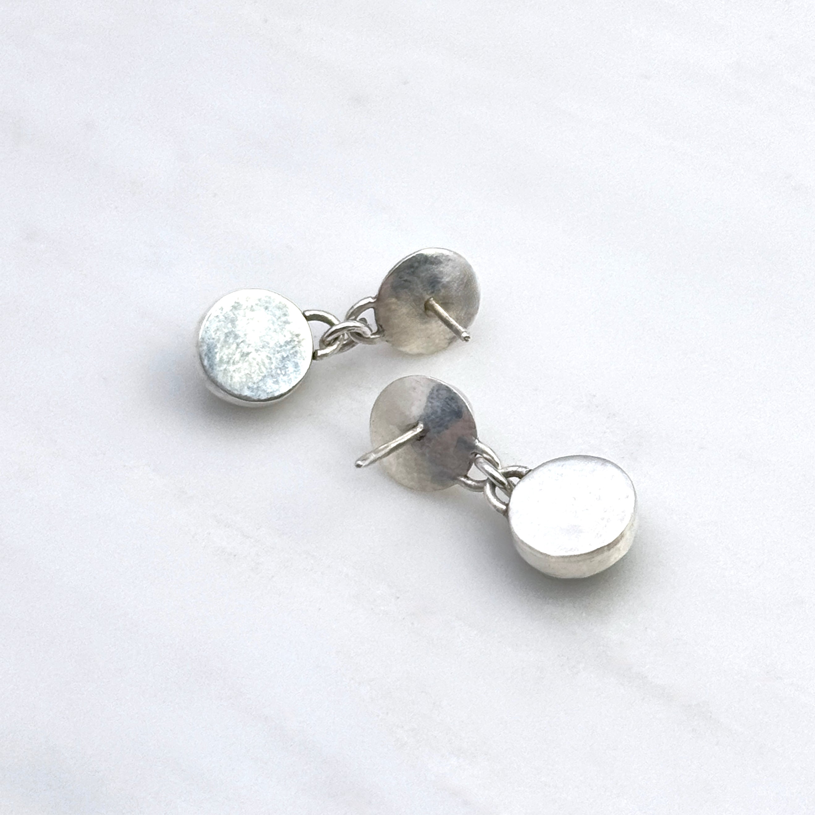 Green Turquoise & Pearl Silver Drop Earrings