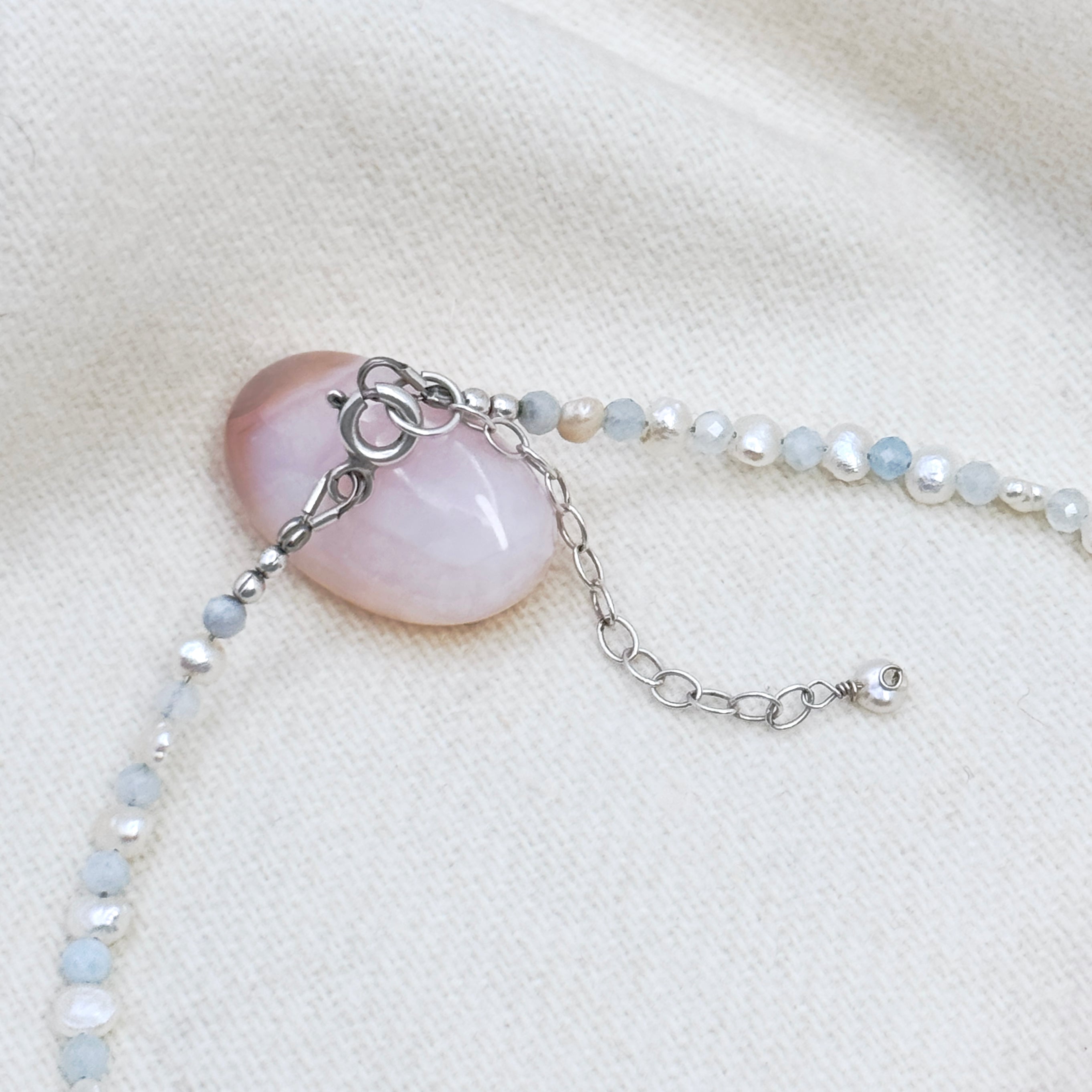 Small Freshwater Pearl & Aquamarine Choker