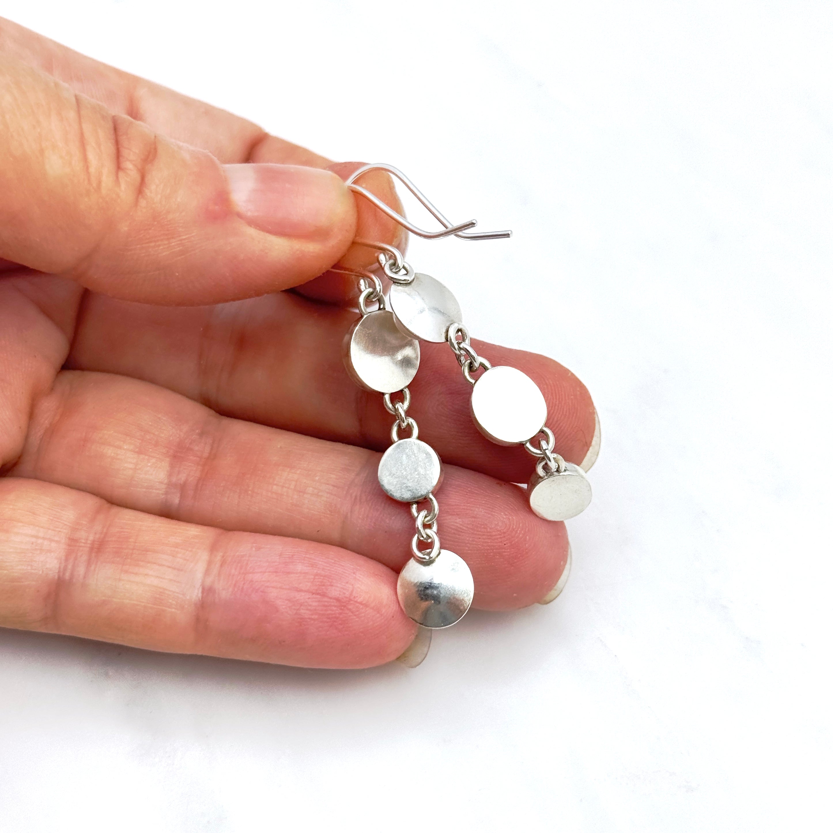 Asymmetrical Turquoise Silver Drop Earrings
