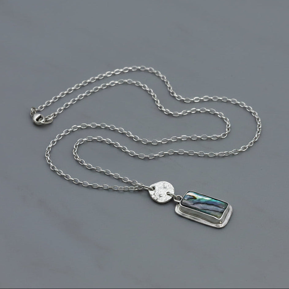 Abalone Shell Pendant Silver Necklace