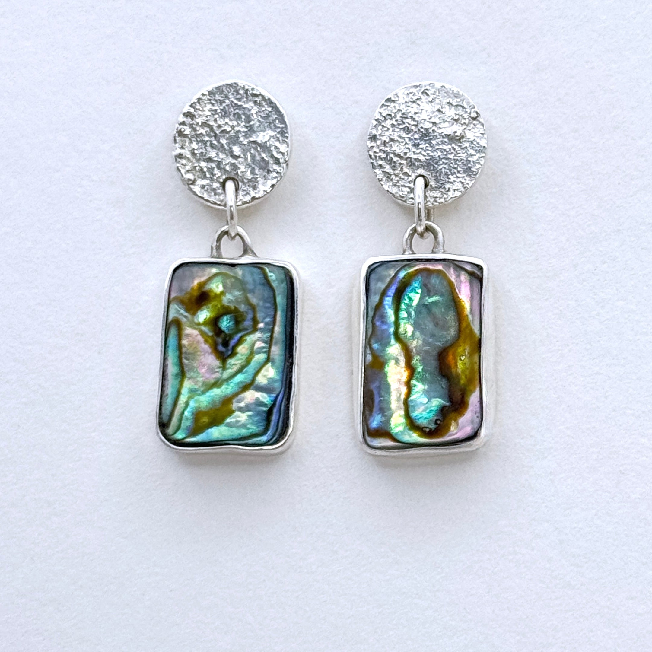 Abalone Shell Sterling Silver Drop Earrings
