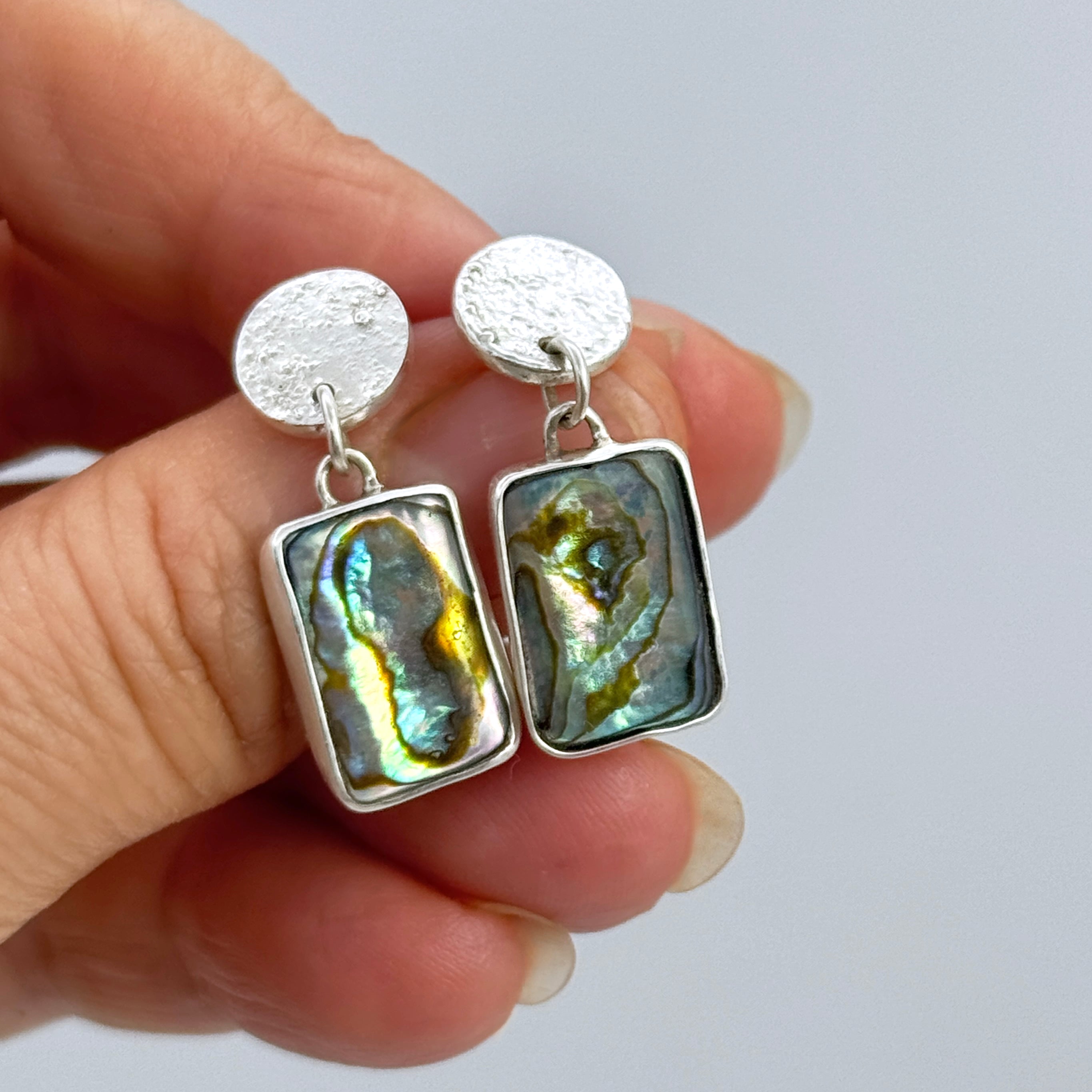 Abalone Shell Sterling Silver Drop Earrings