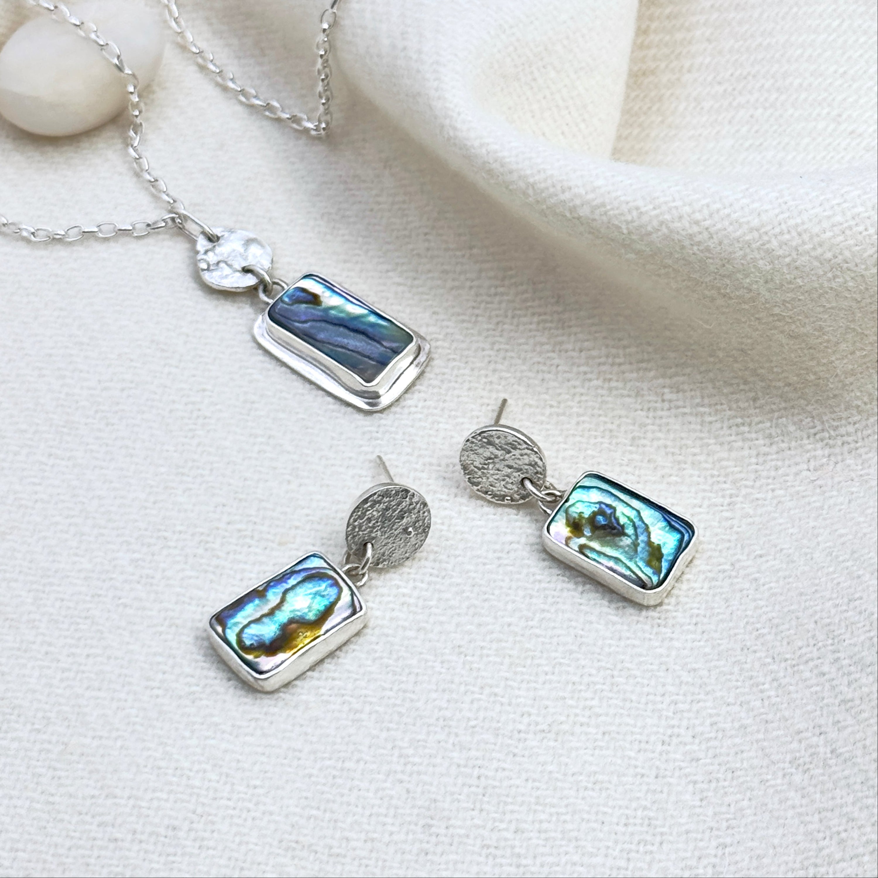 Abalone Shell Sterling Silver Drop Earrings