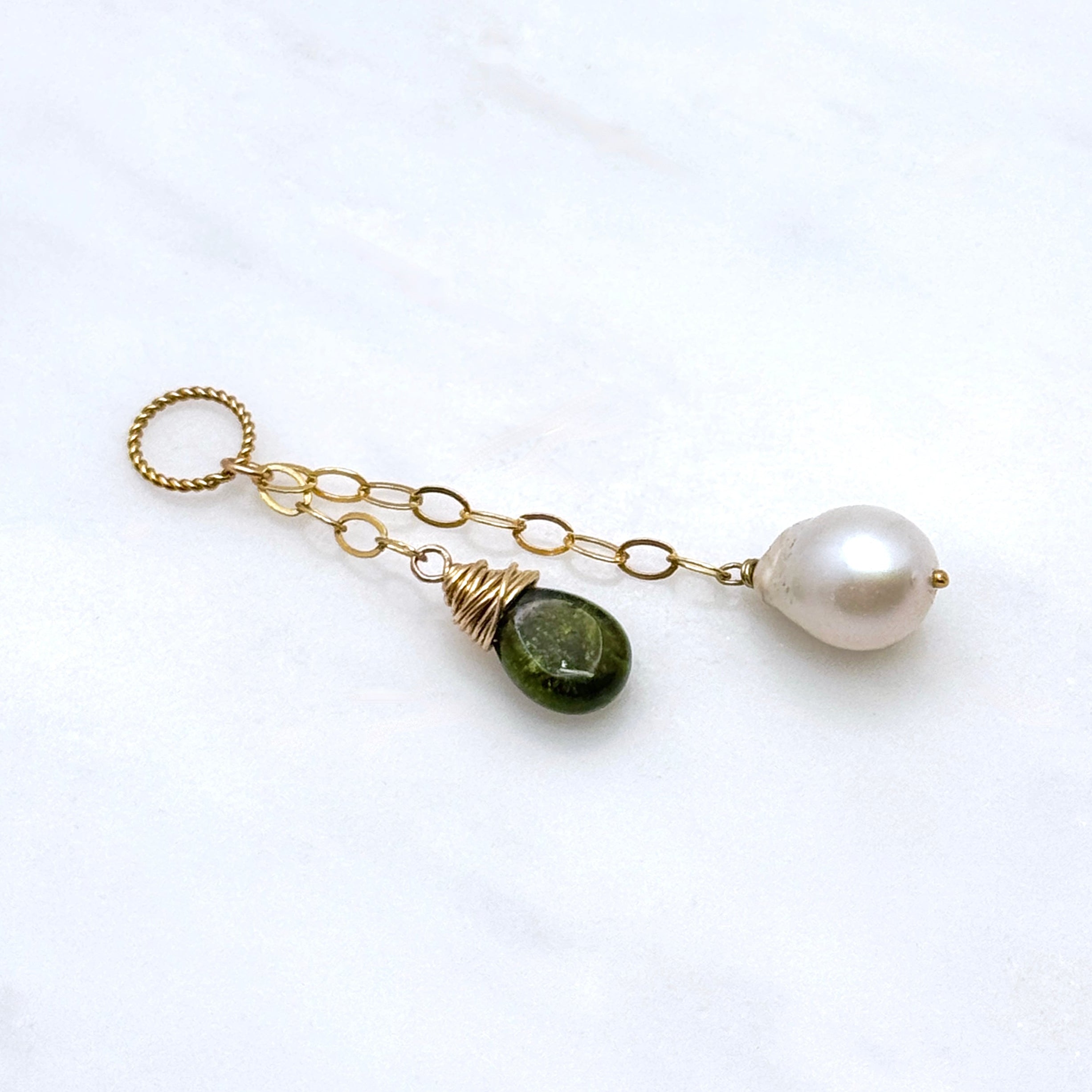 Green Tourmaline & Pearl Gold-Filled Necklace