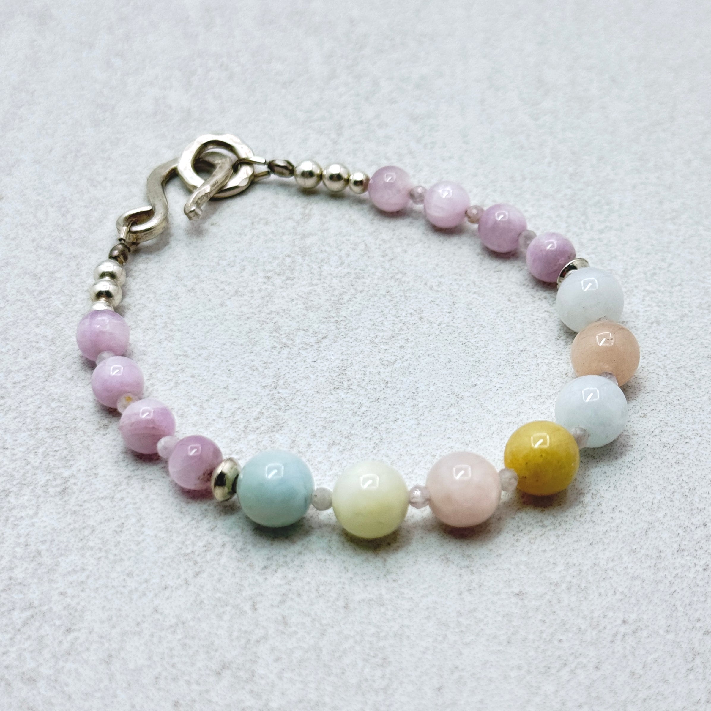 Kunzite & Morganite Sterling Silver Bracelet