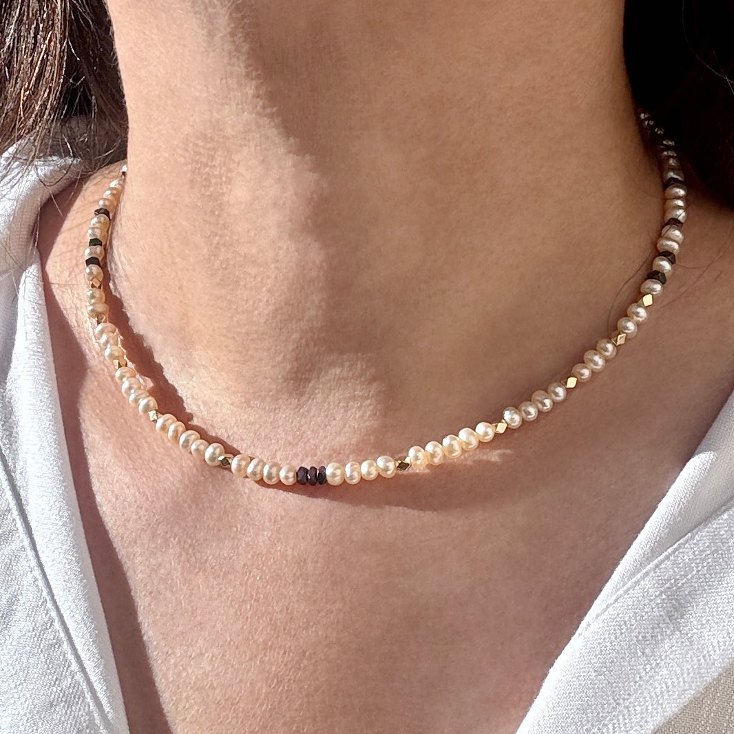 Ivory Pearl, Hematite, & Gold-Filled Necklace