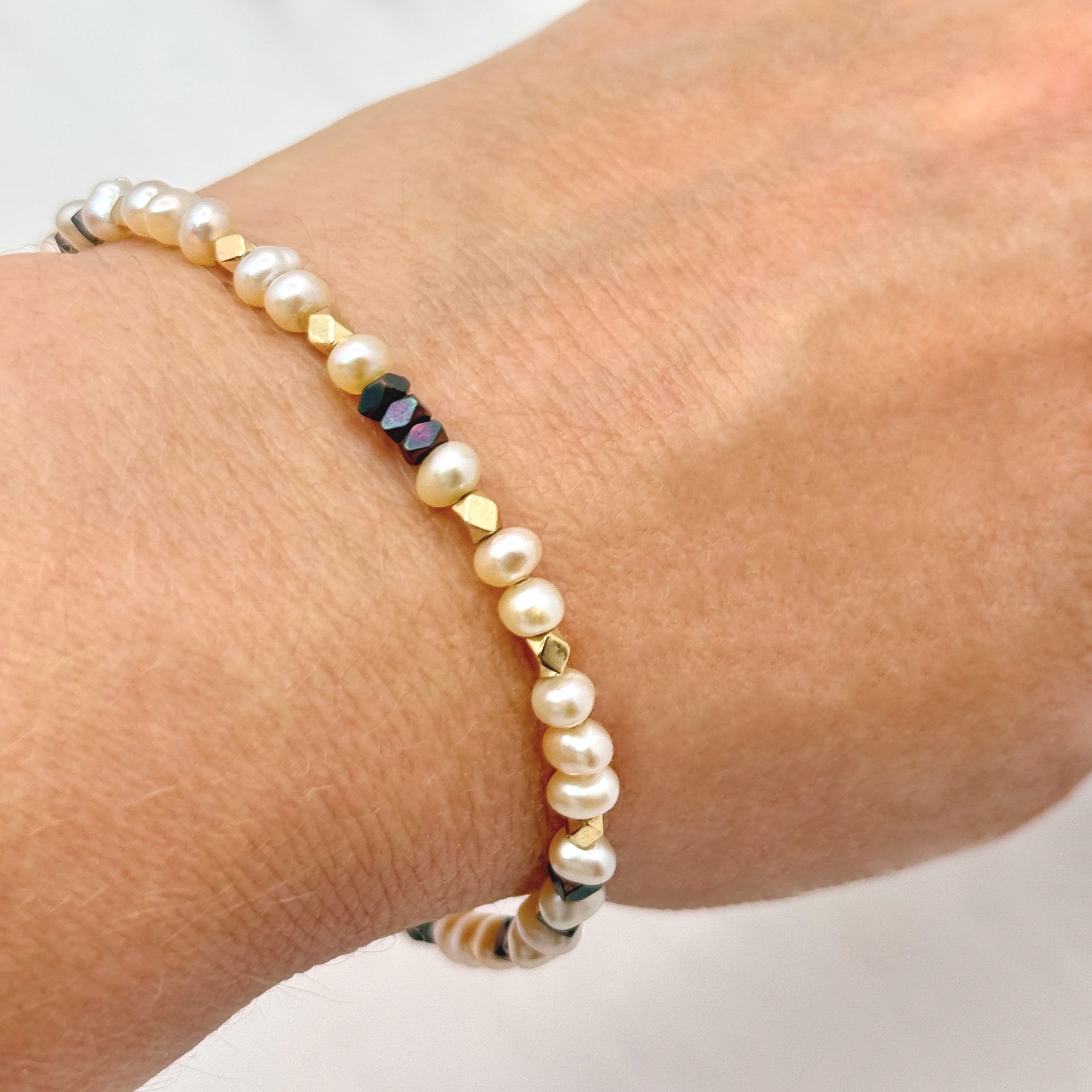 Ivory Pearl, Hematite, & Gold-Filled Bracelet