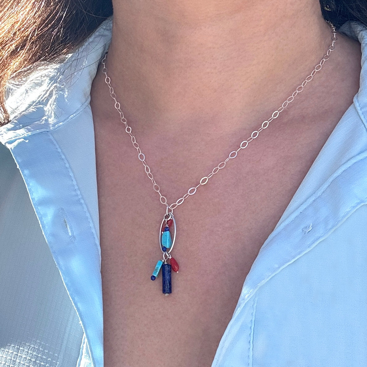 Southwestern Lapis & Turquoise Coral Necklace