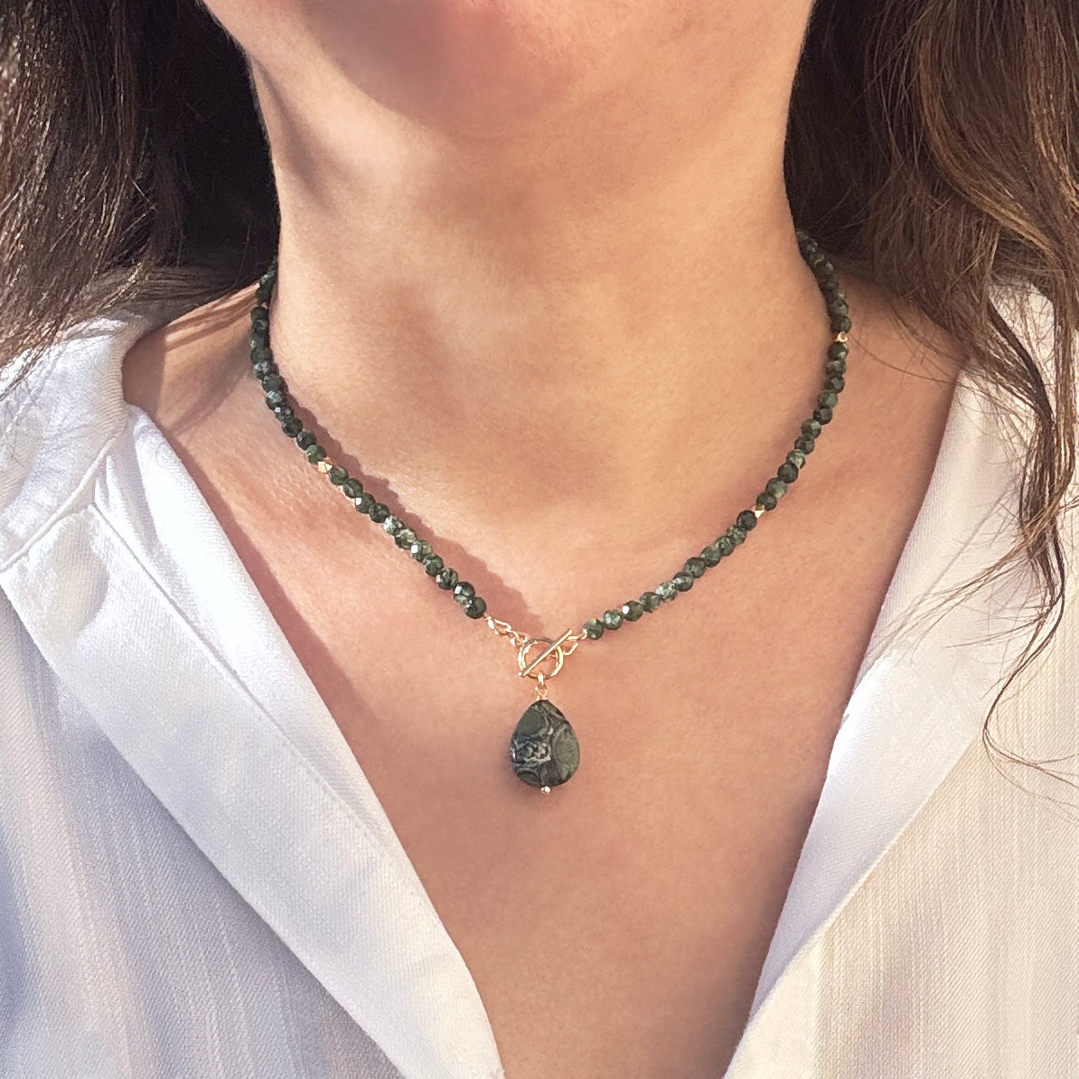 Seraphinite & Kambaba Jasper Toggle Necklace
