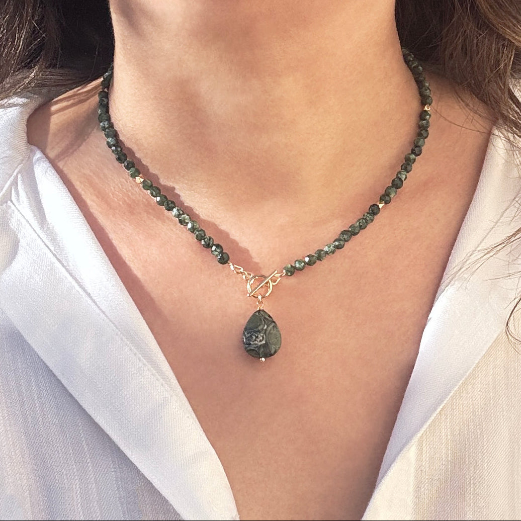 Seraphinite & Kambaba Jasper Toggle Necklace