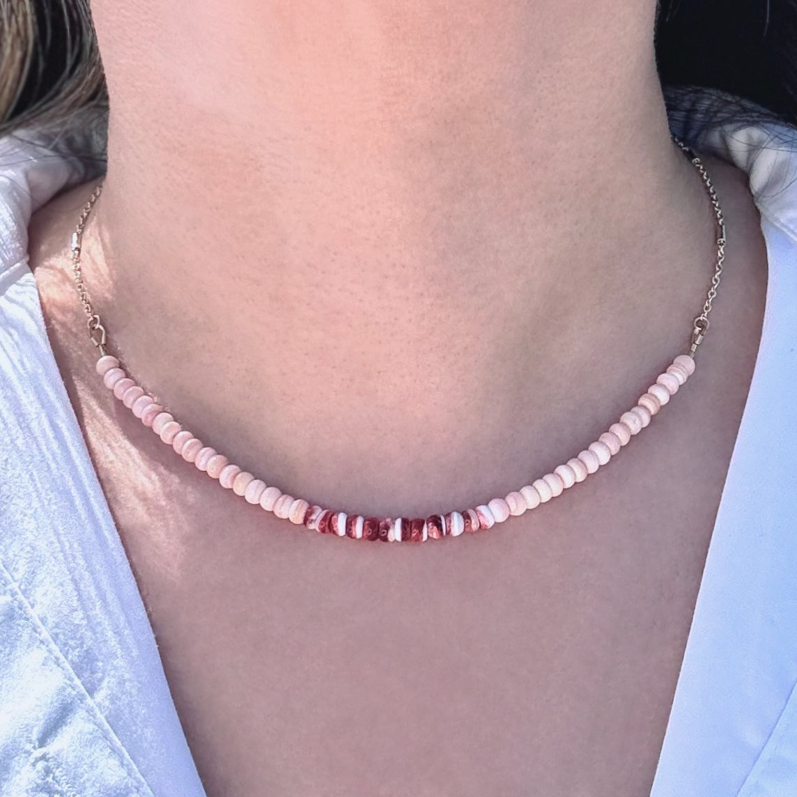 Pink Conch & Red Spiny Oyster Shell Necklace