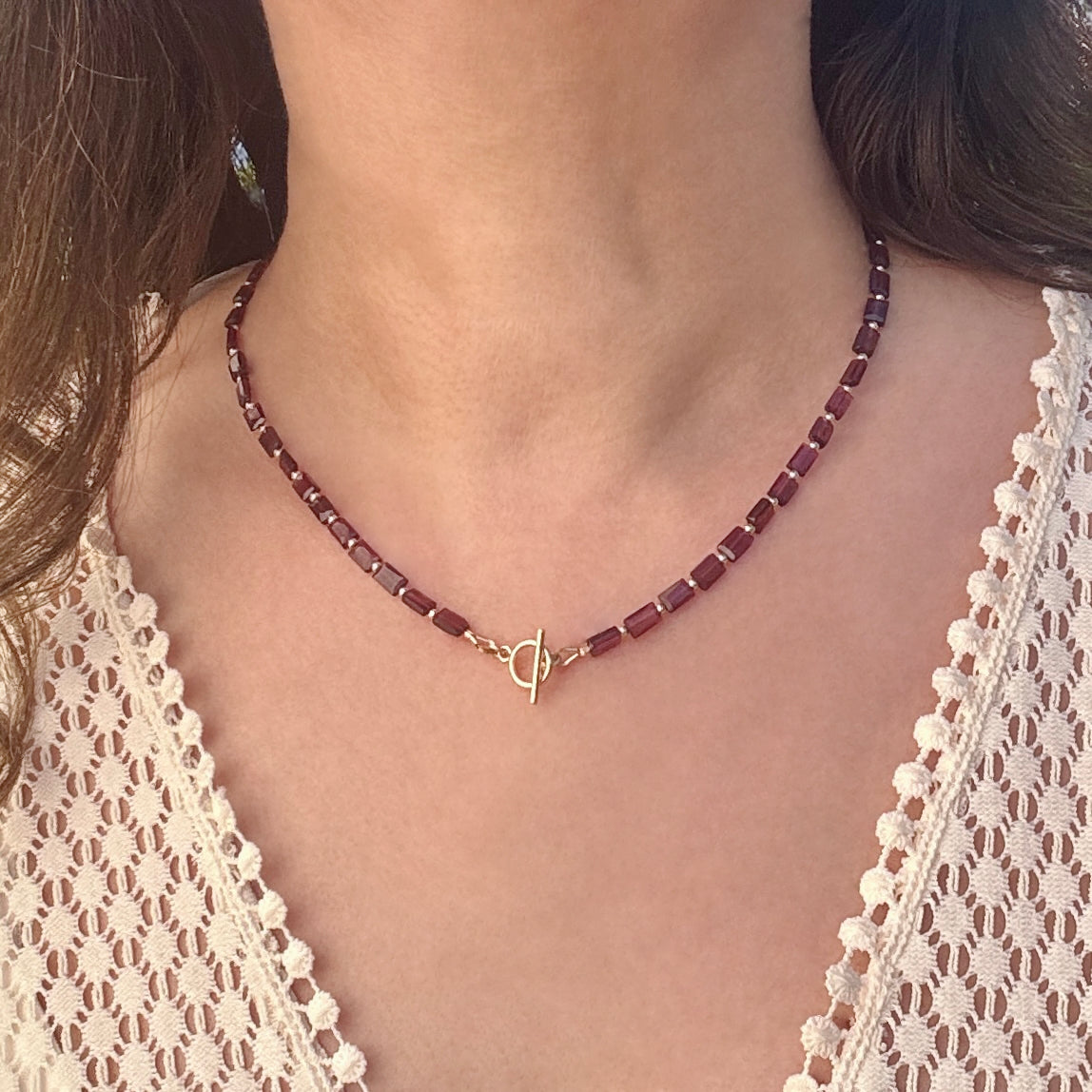 Faceted Garnet Gold-Filled Necklace