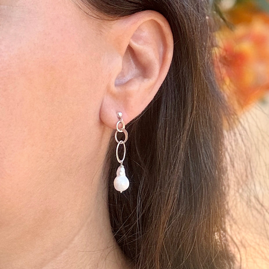 Baroque Pearl Sterling Silver Stud Earrings