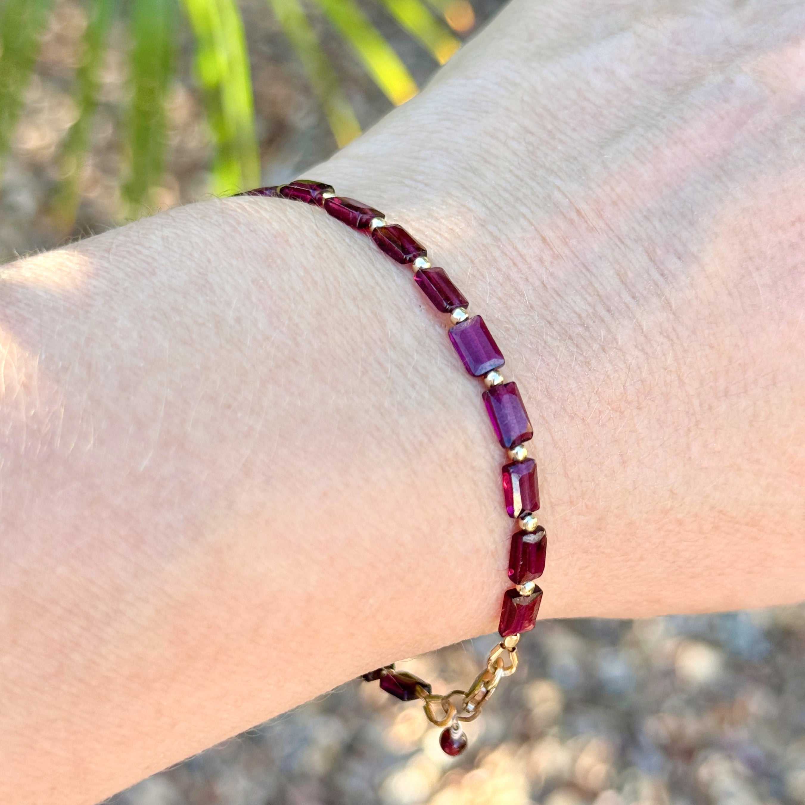 Faceted Garnet Gold-Filled Bracelet