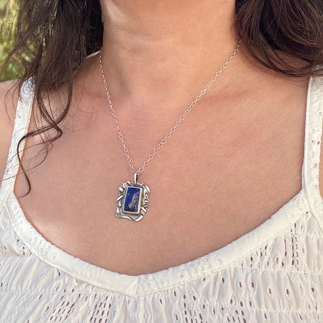Sterling Silver Lapis Fused Pendant Necklace