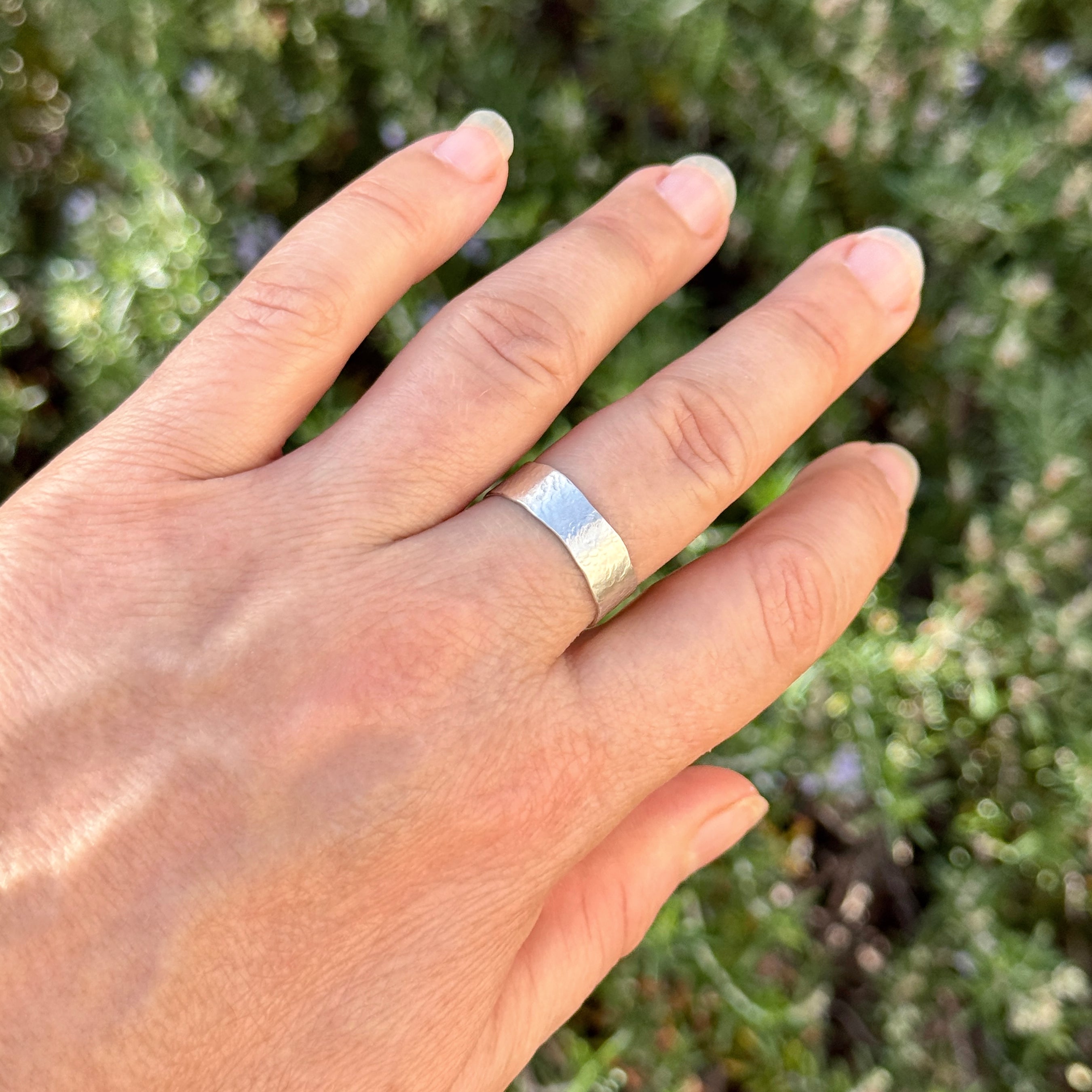 Textured Sterling Silver Floral Band Ring