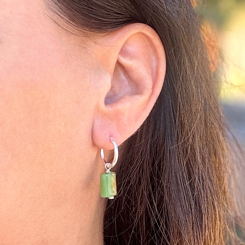 Chrysoprase Sterling Silver Huggie Drops