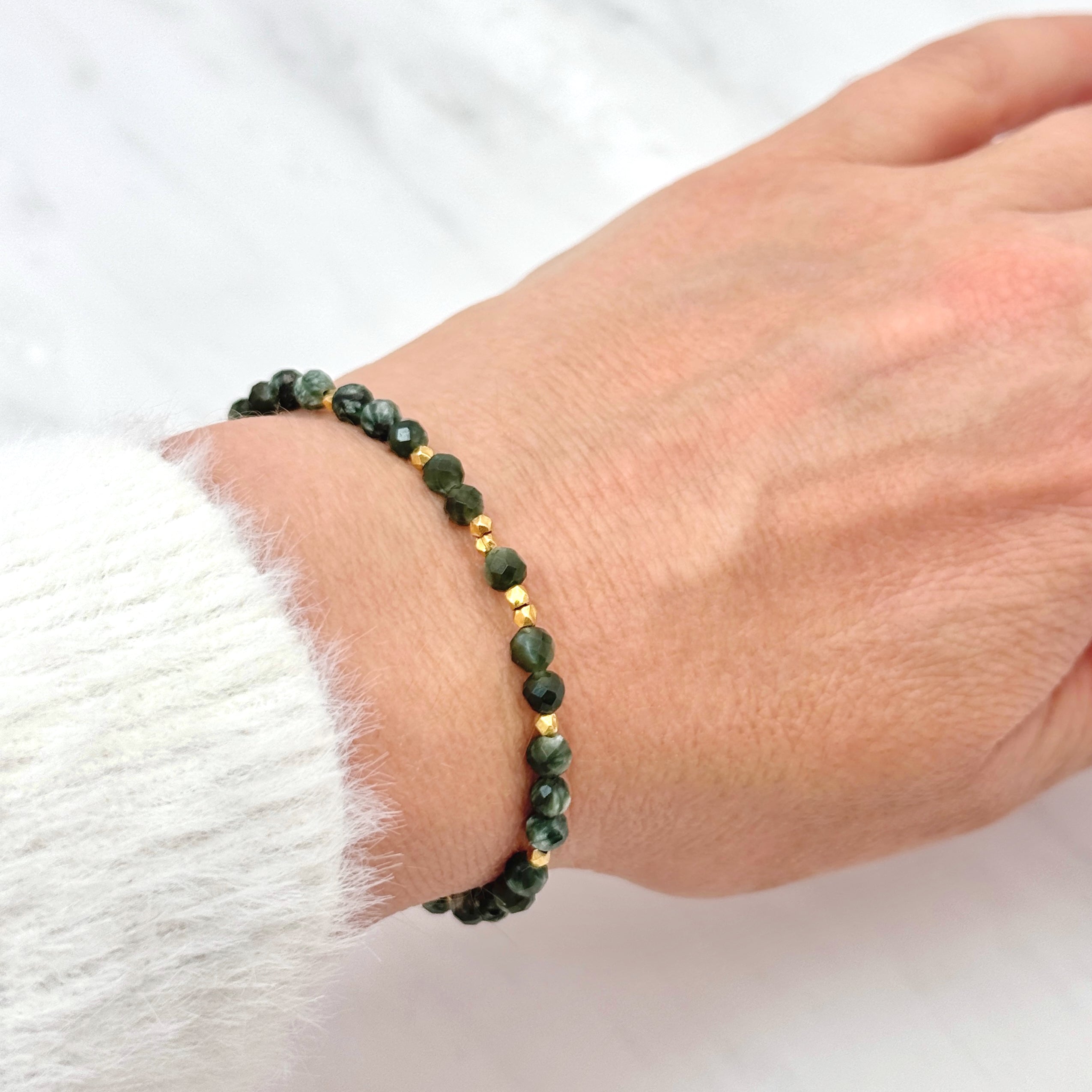 Faceted Seraphinite Gold-Filled Bracelet