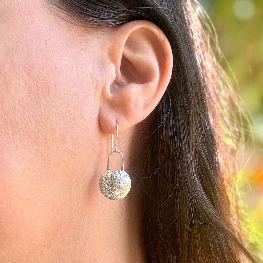Sterling Silver Textured Dome Earrings