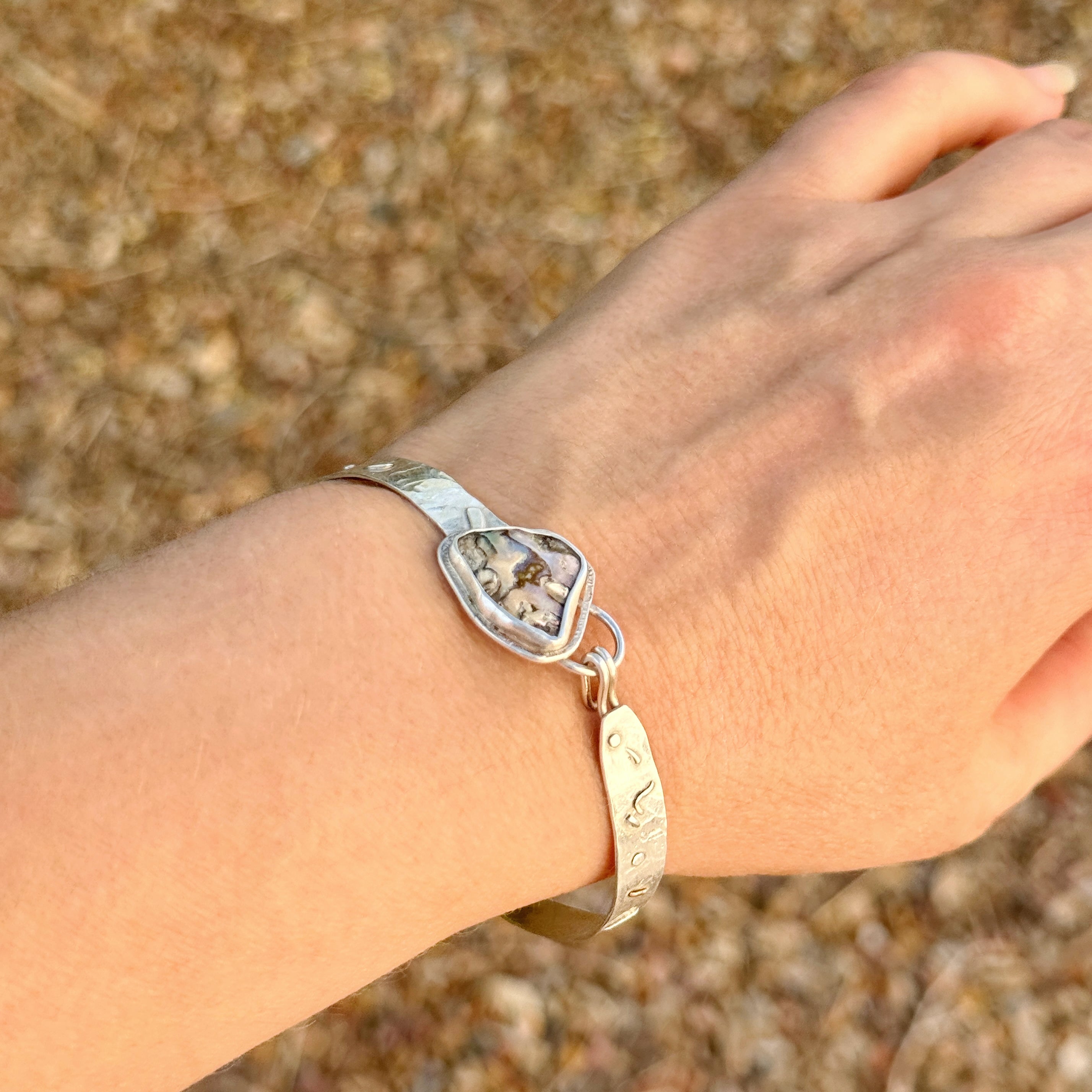 Abalone Shell Sterling Silver Bangle Bracelet
