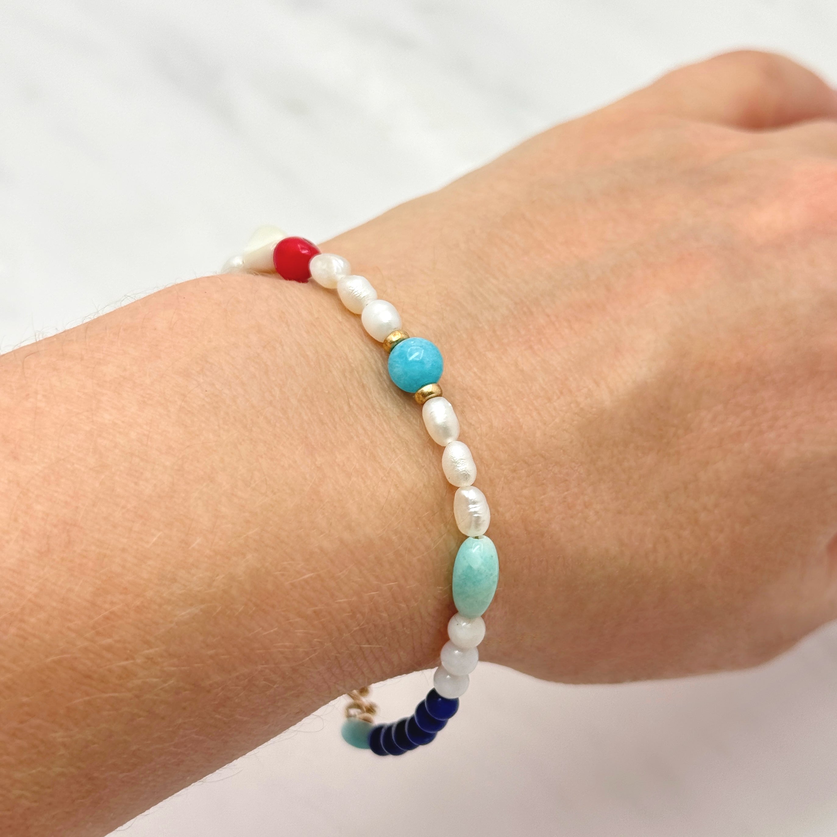 Coastal Multi-Stone Vermeil Hook Bracelet