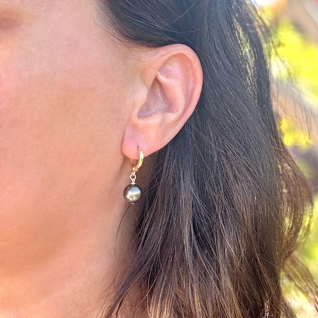Tahitian Pearl Gold-Filled Huggie Earrings