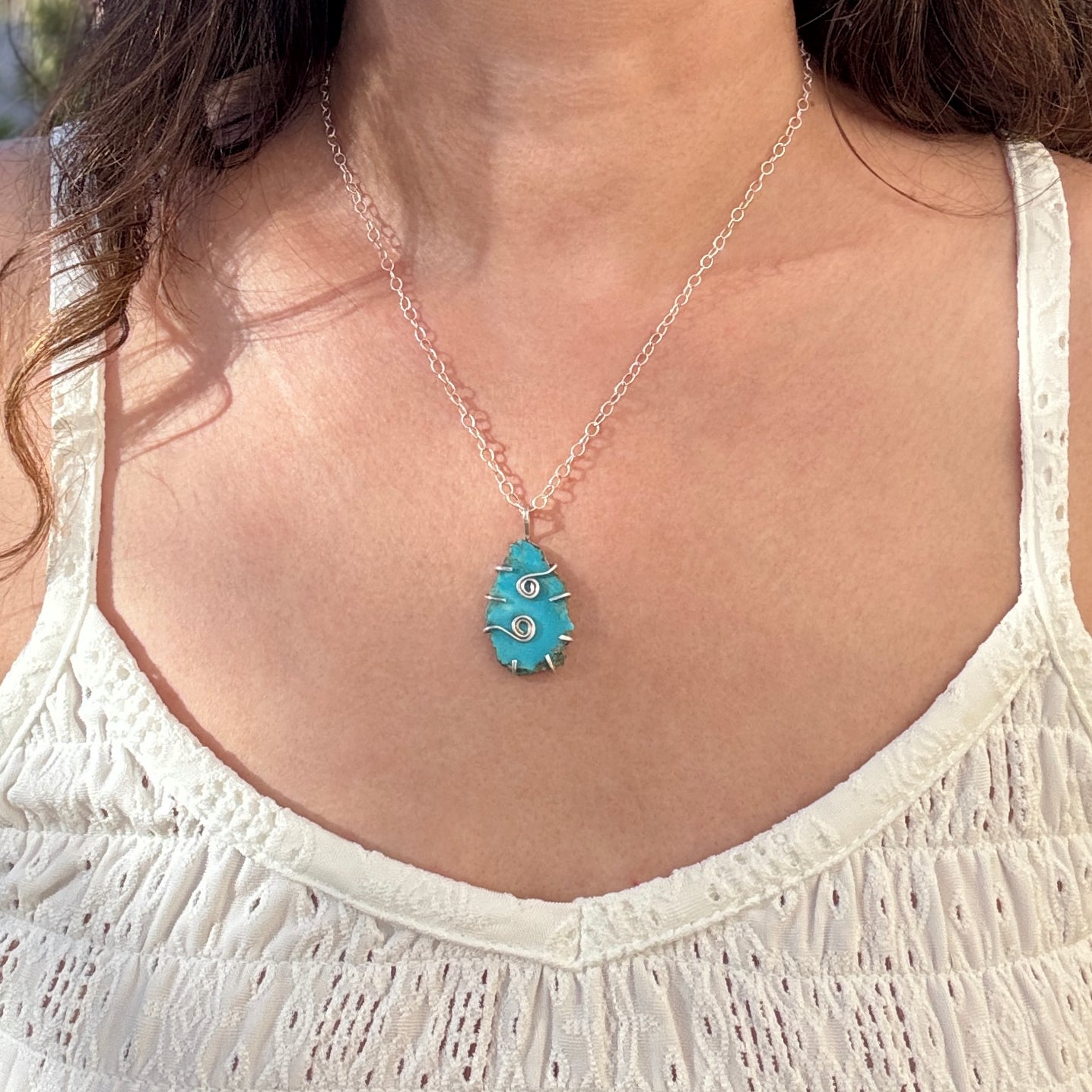 Kingman Turquoise 925 Silver Pendant Necklace