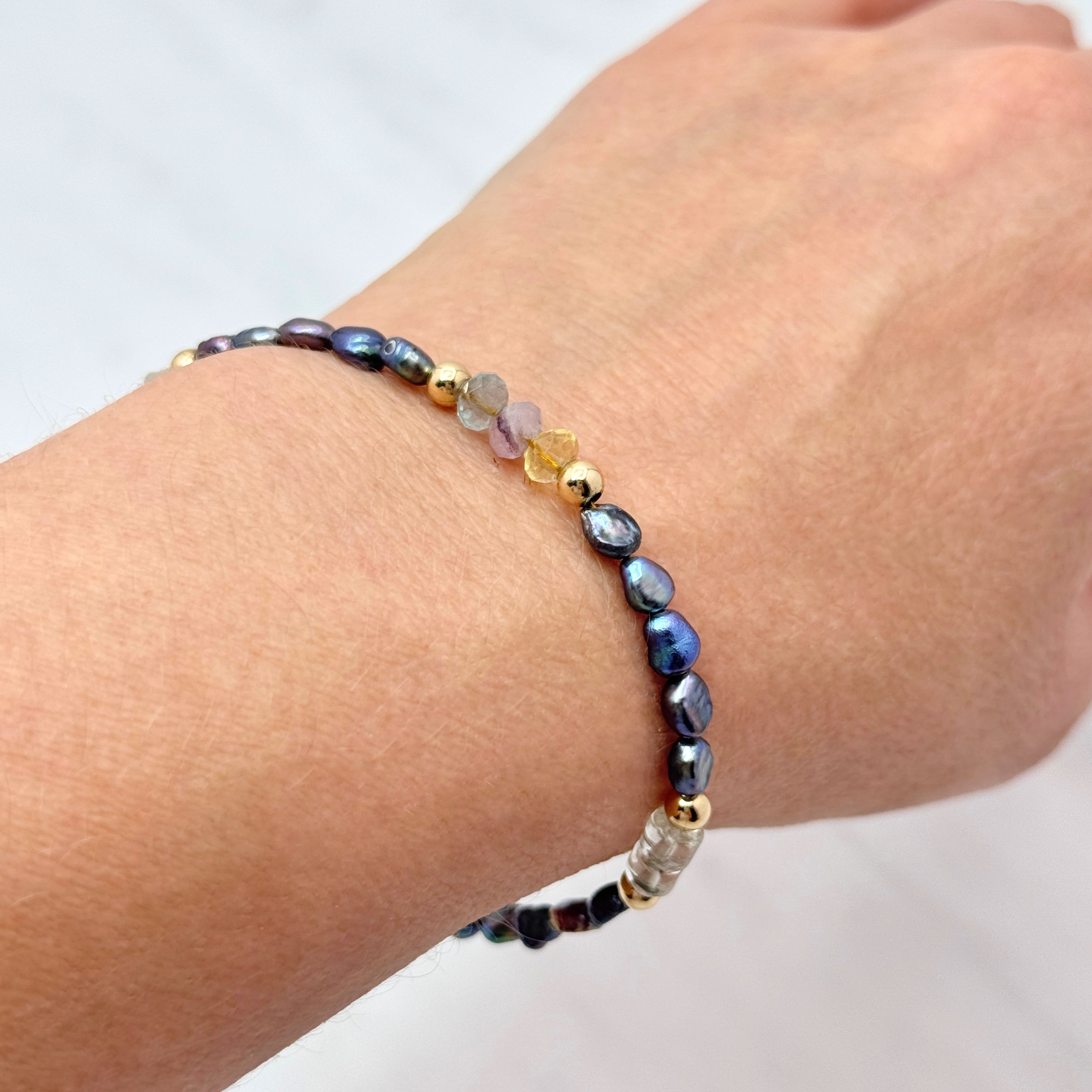 Colorful Peacock Pearl & Gemstone Bracelet