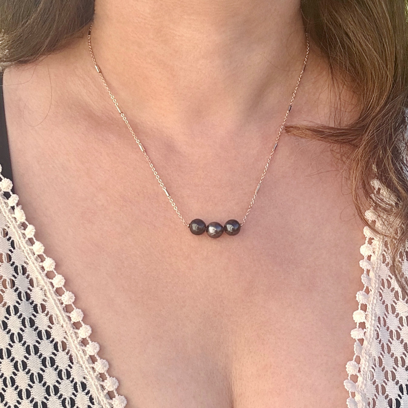 Triple Tahitian Pearl Gold-Filled Necklace