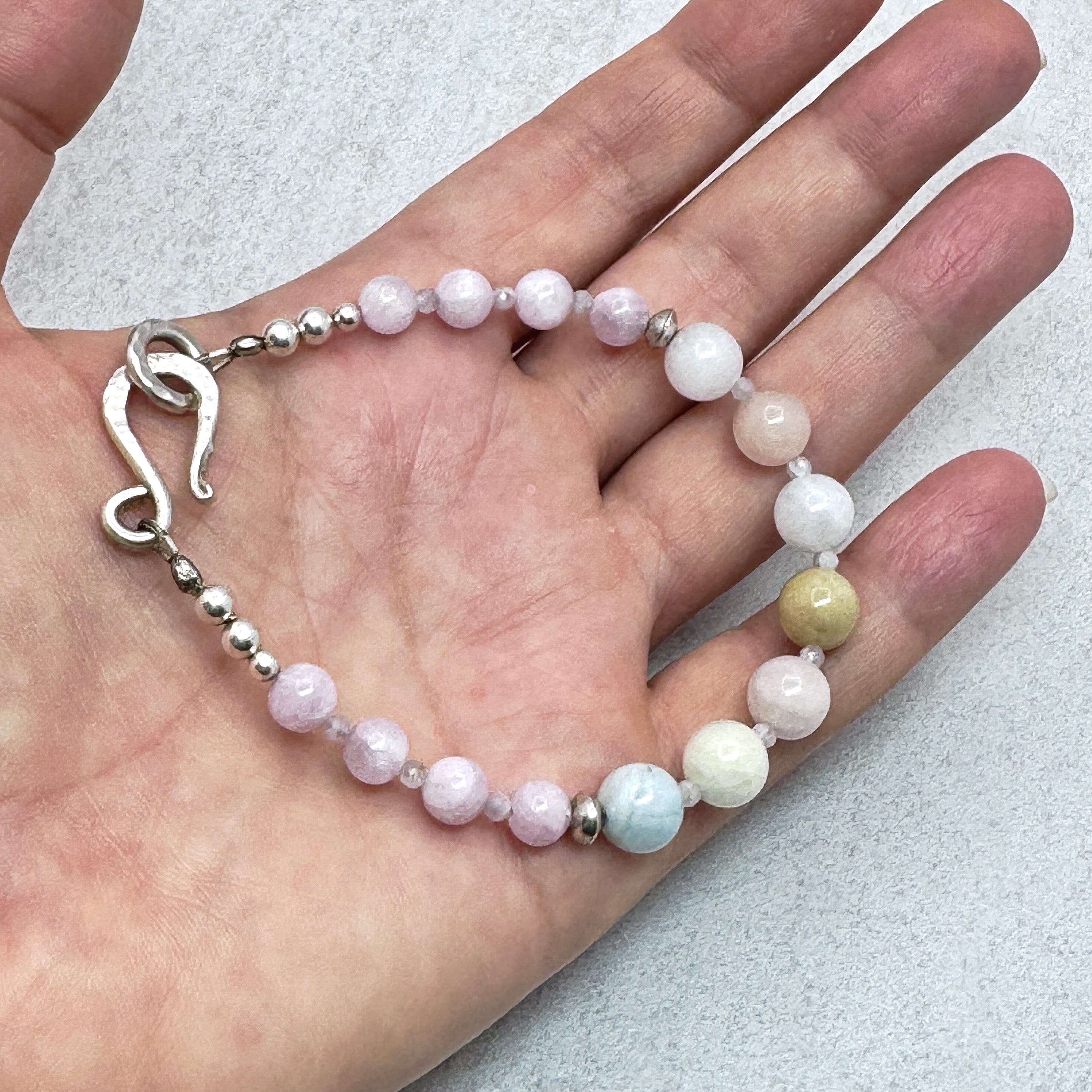 Kunzite & Morganite Sterling Silver Bracelet