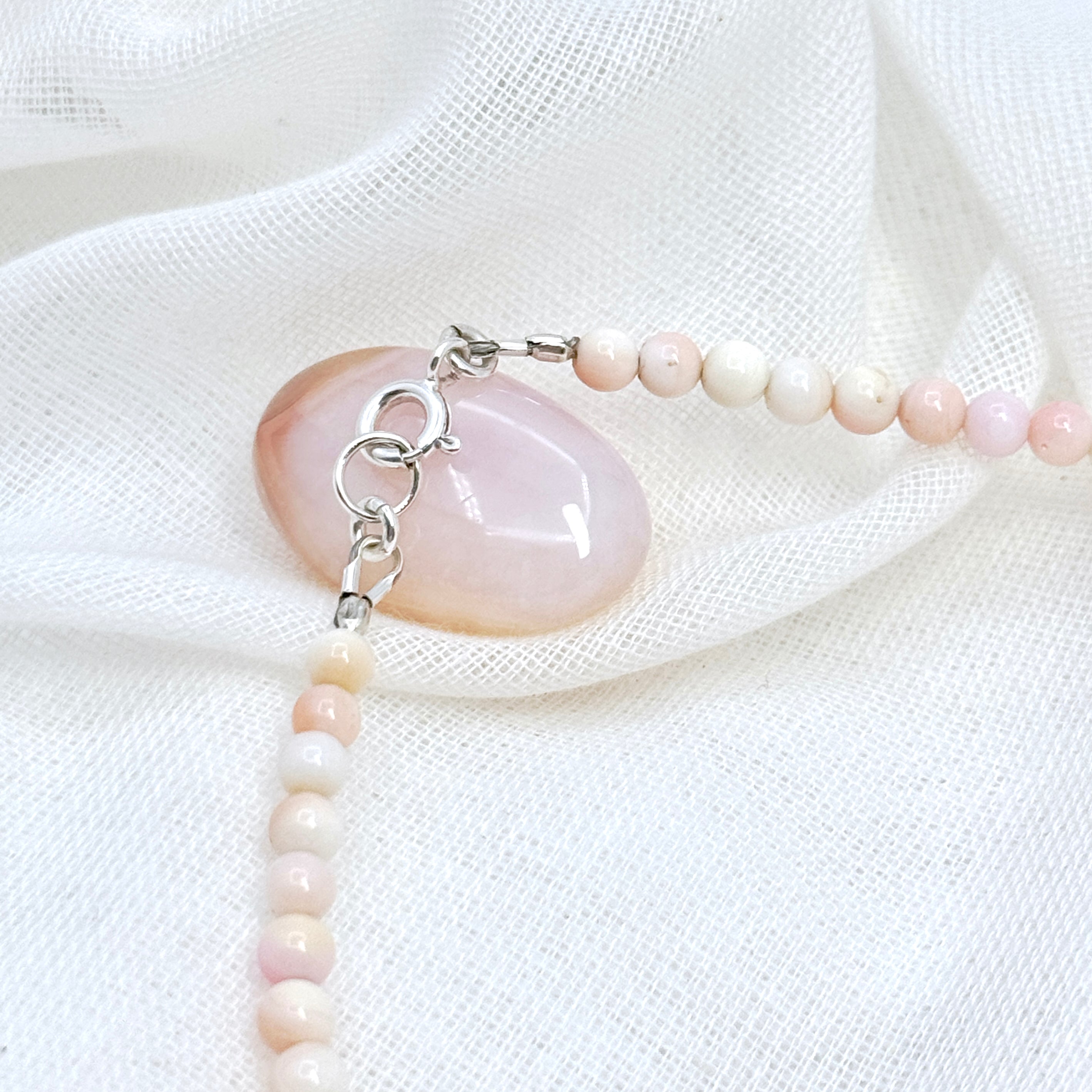 Pink Conch Shell & Sterling Pendant Necklace