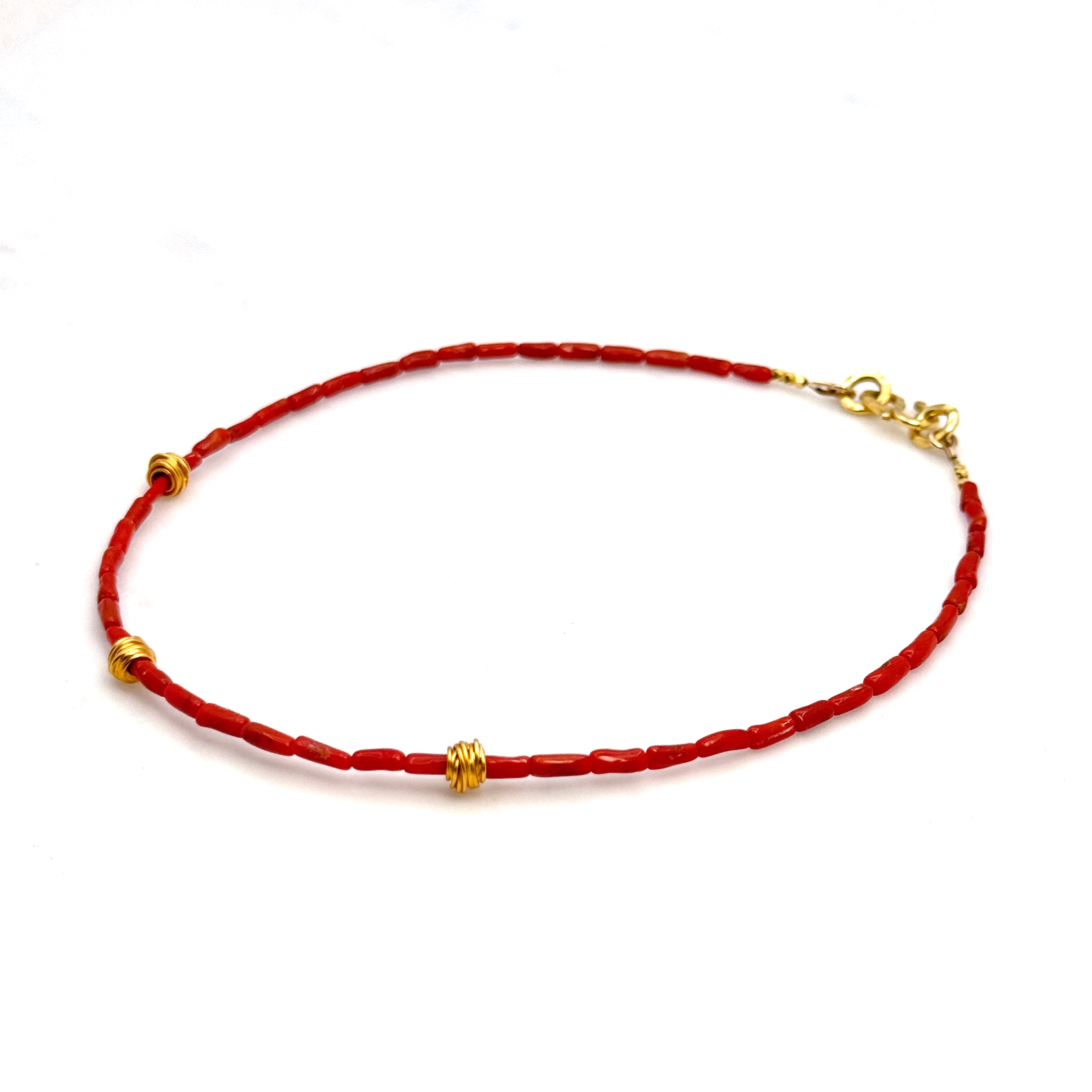 Italian Coral Necklace with Vermeil Accents