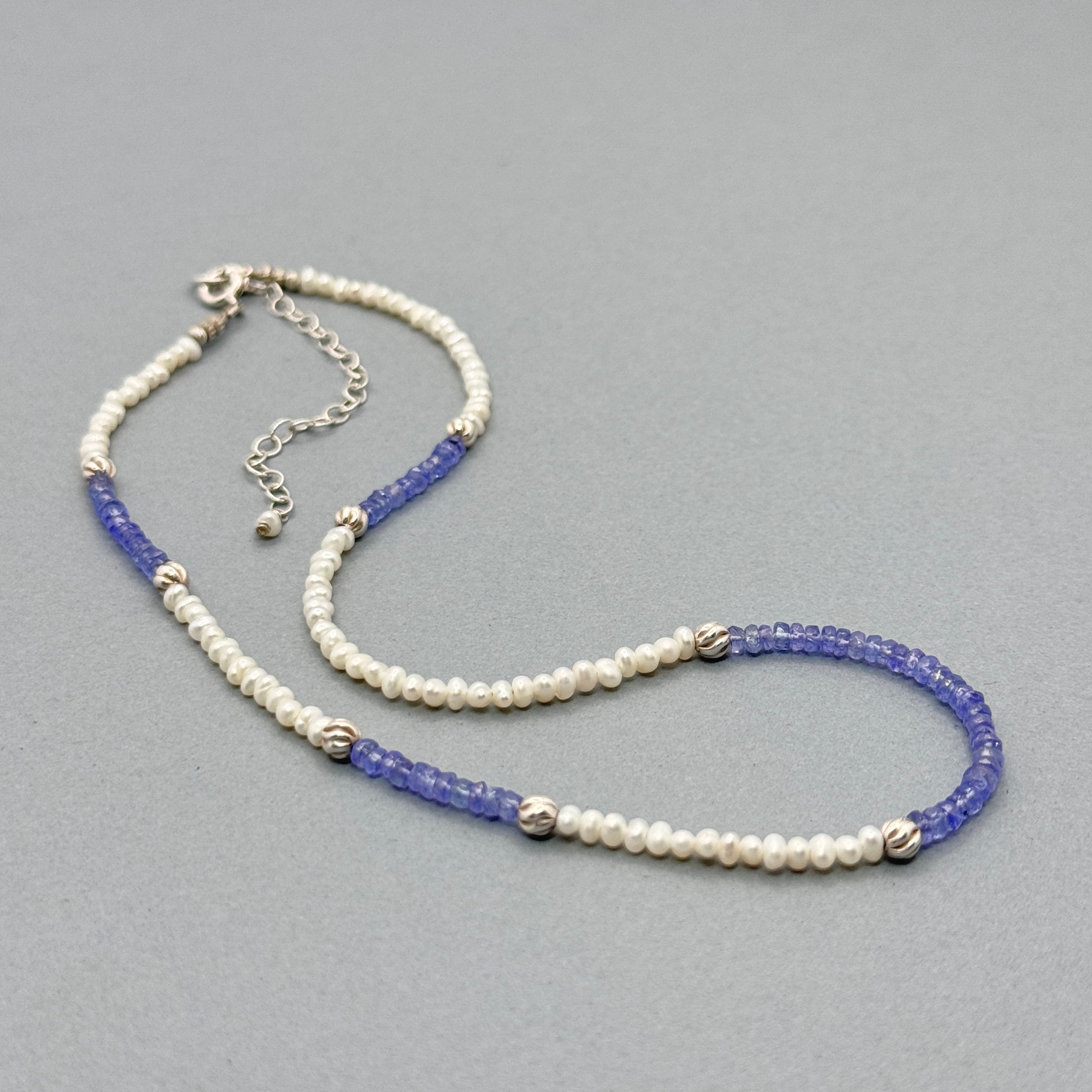 Tanzanite & Pearl Sterling Silver Choker